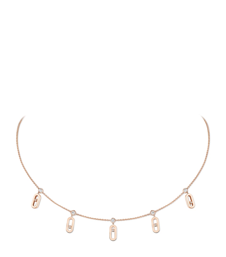 Messika Move Uno Pink Gold and Diamond Tassel Necklace White Gold