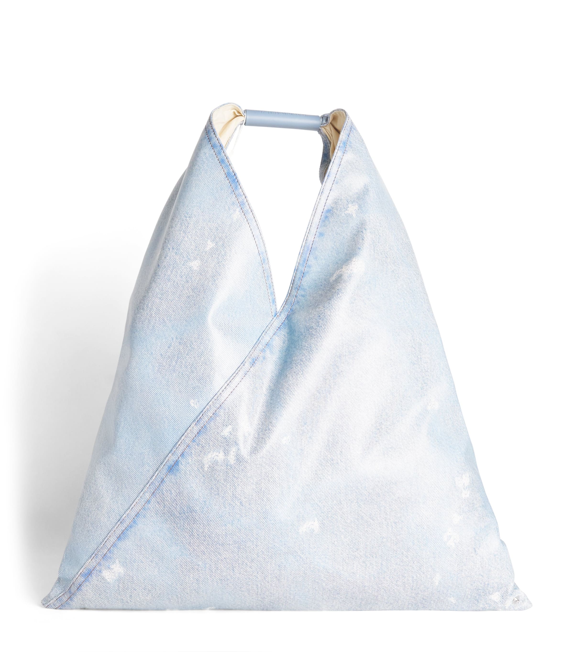 MM6 Maison Margiela Denim-Effect Classic Japanese Tote Bag Bleached Denim