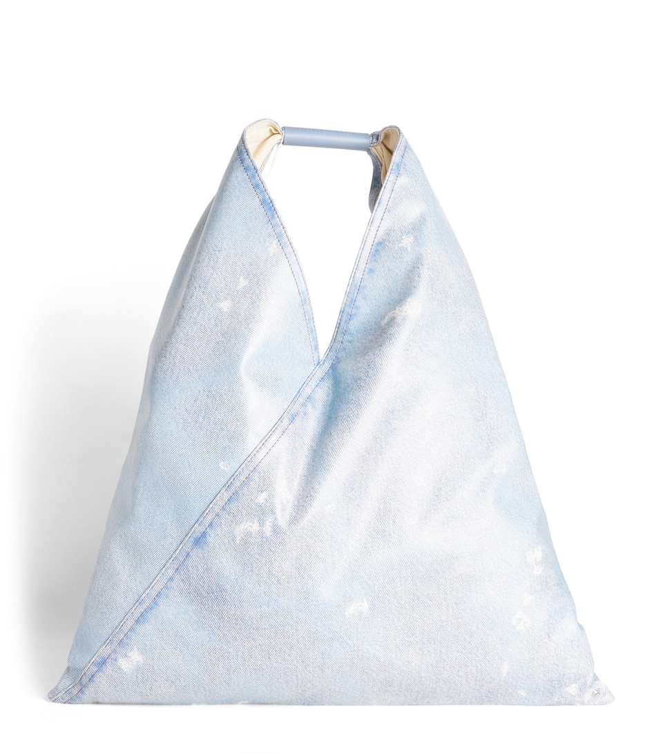 MM6 Maison Margiela Denim-Effect Classic Japanese Tote Bag Bleached Denim
