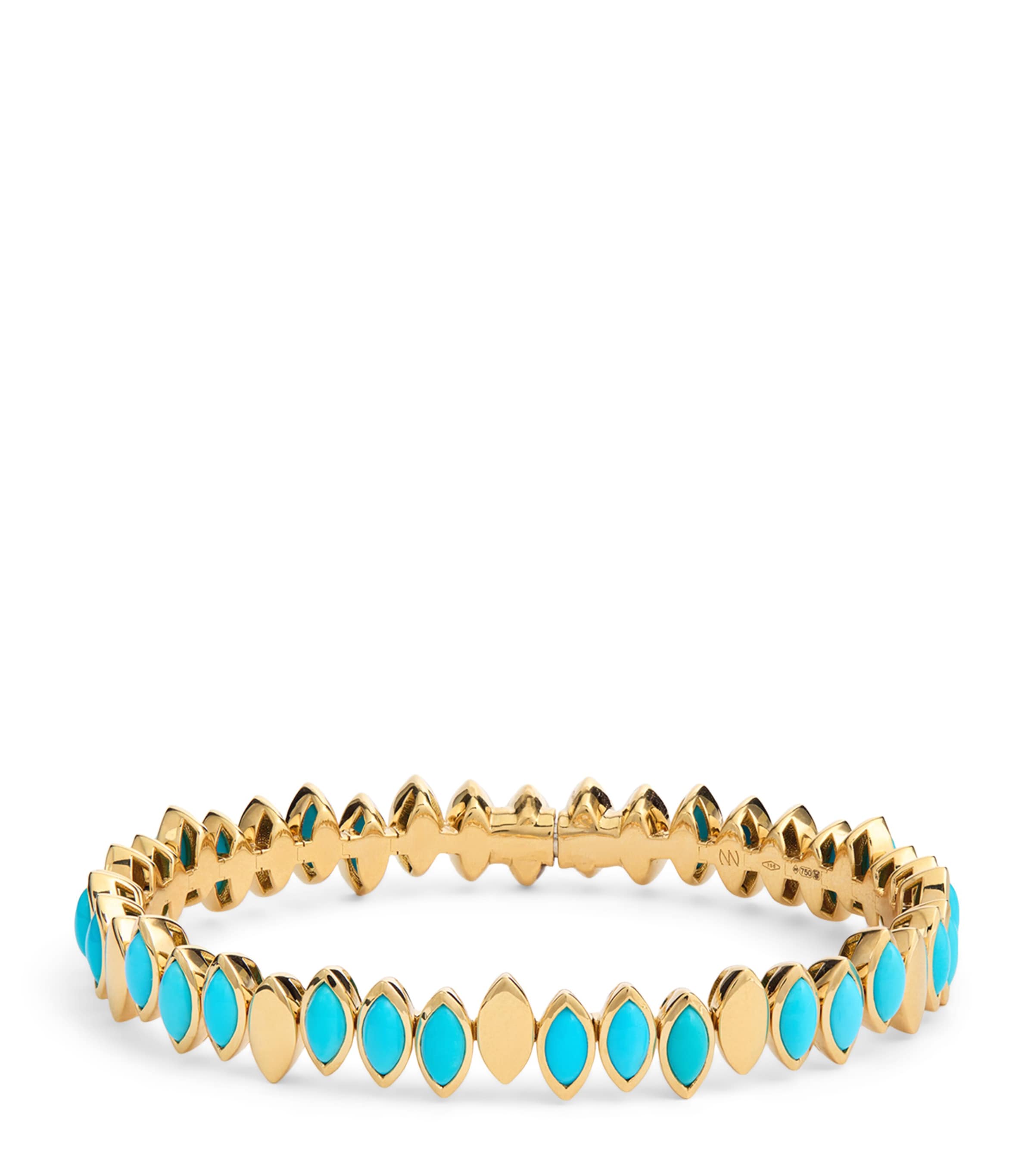 Yellow Gold and Turquoise Navette Bangle