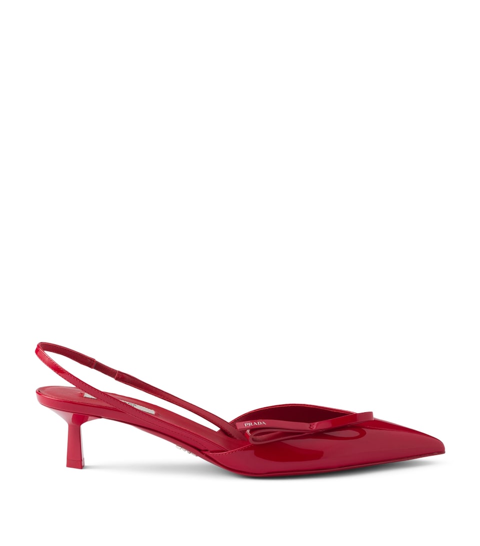 Prada Patent Leather Slingback Kitten Heels 45 Red