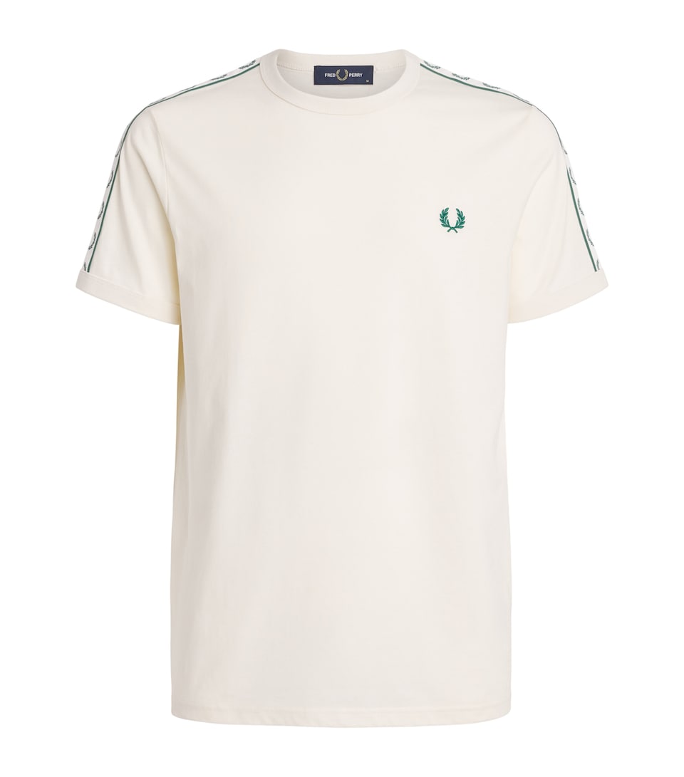 Fred Perry Mens Cotton Contrast-Tape Ringer T-Shirt Ecru