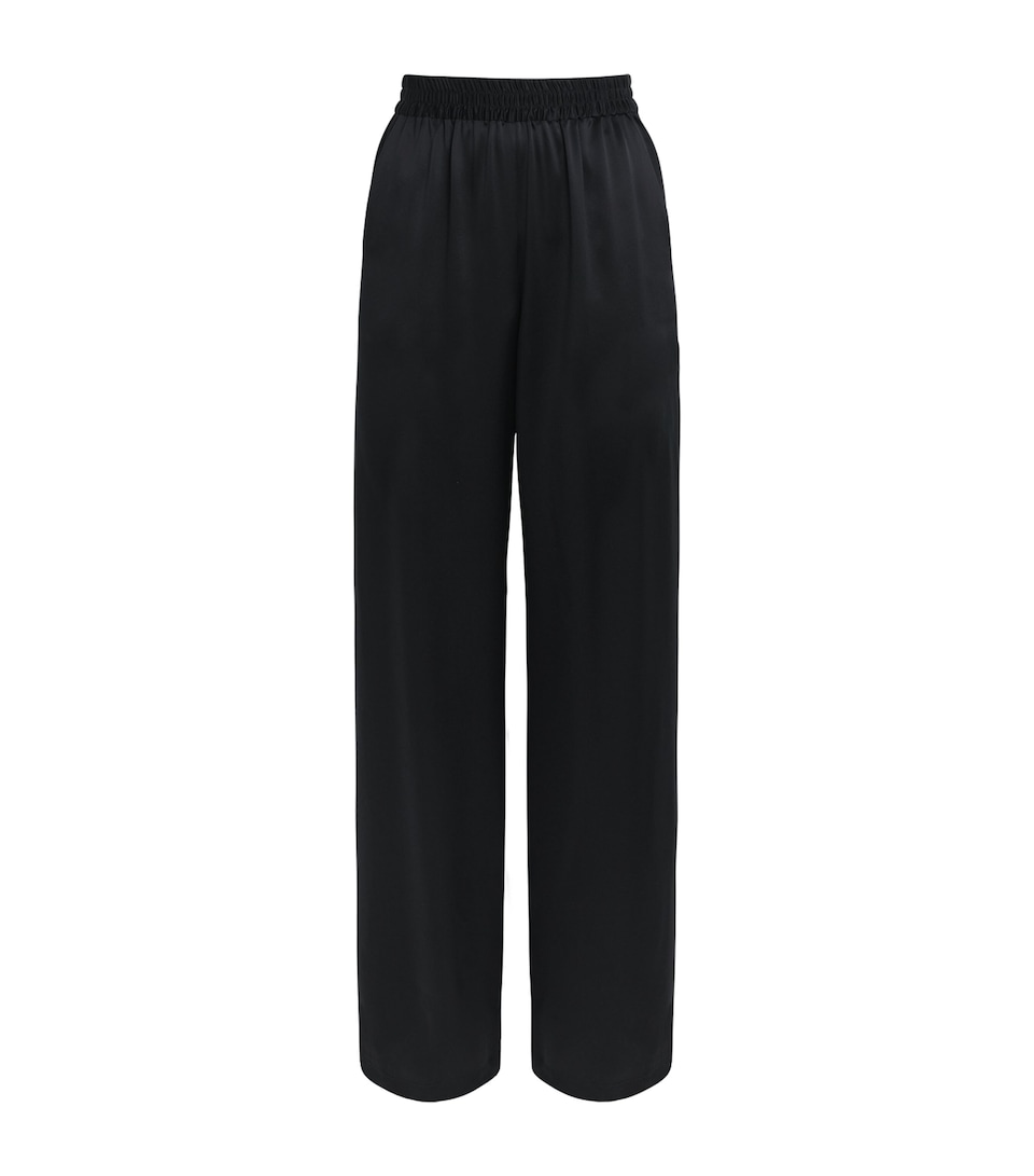 Eleventy Womens Silk Wide-Leg Trousers Nero