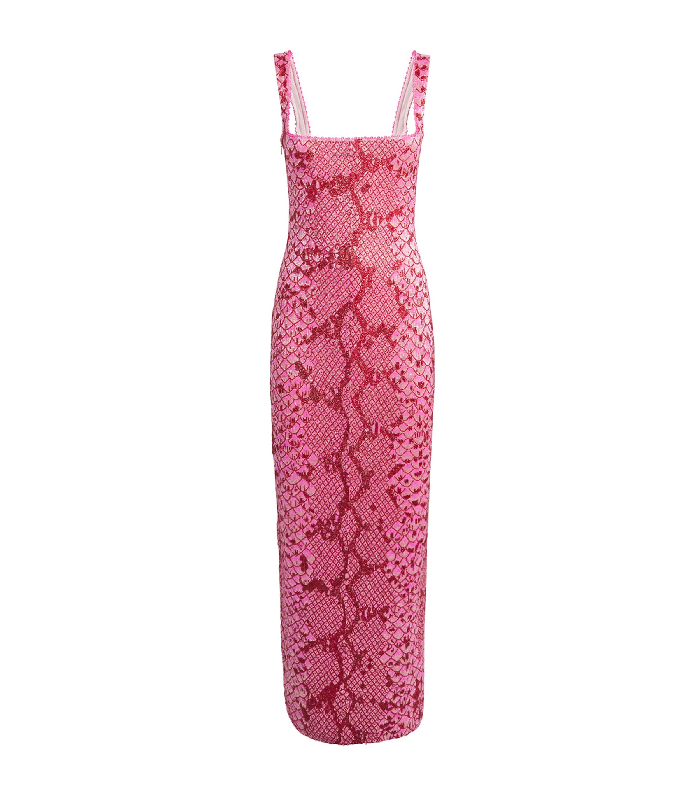 Clio Peppiatt Womens Snake Medusa Midi Dress Fucshia Red