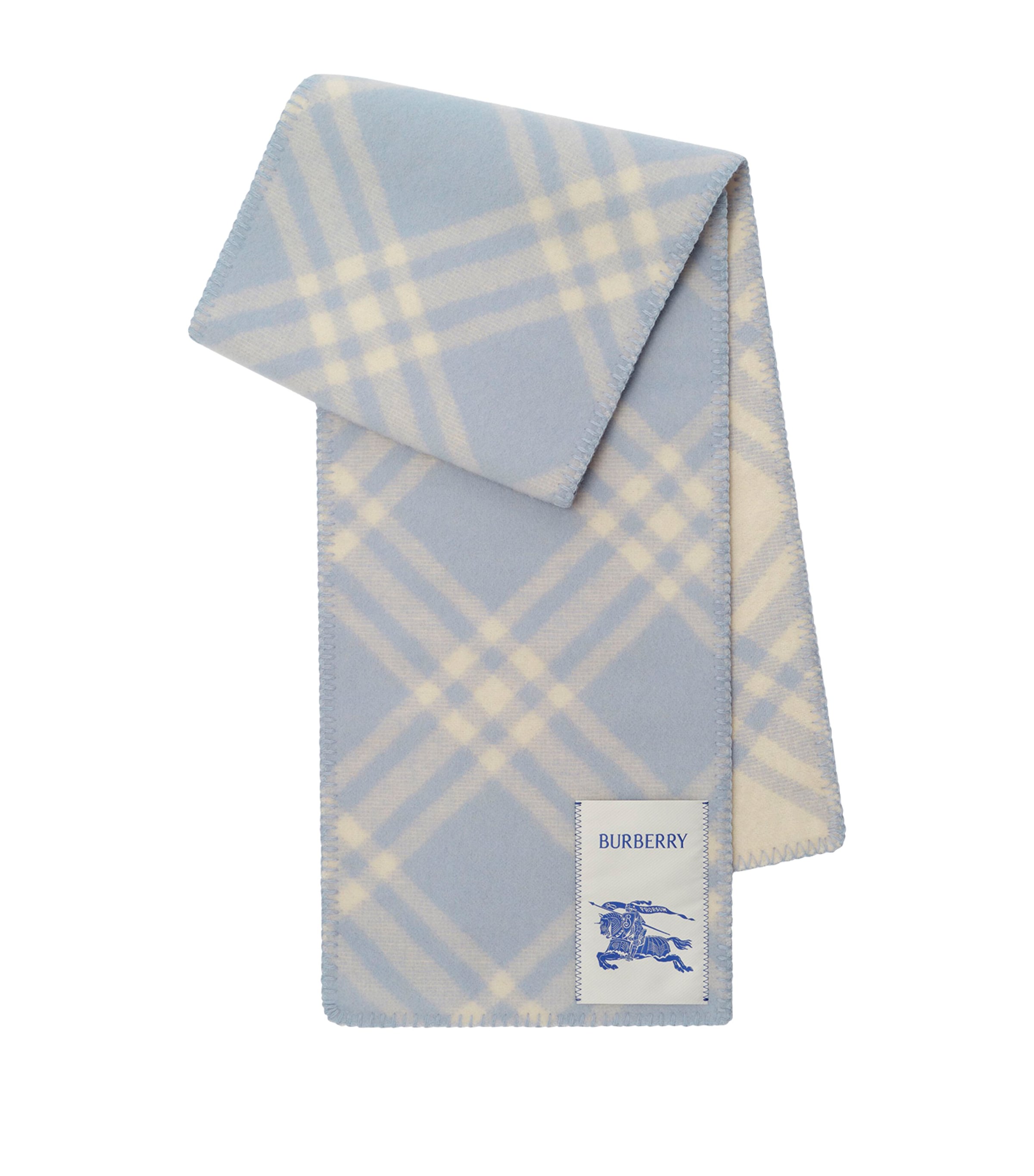 Burberry Wool Check Scarf Dive Blue