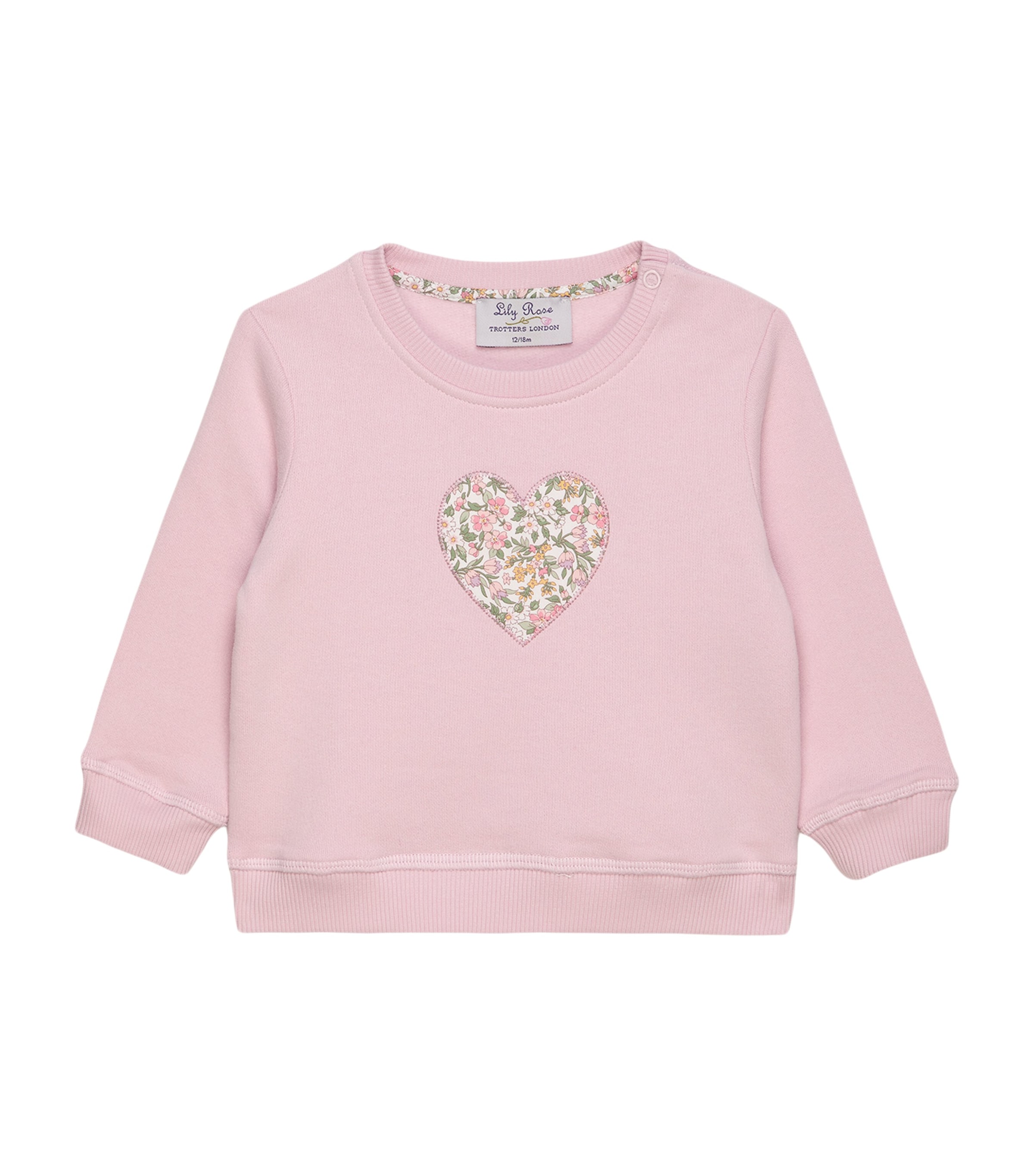 Trotters Cotton Liberty Print Nazanin Heart Sweatshirt (3-24 Months) Pale Pink/pink Nazan