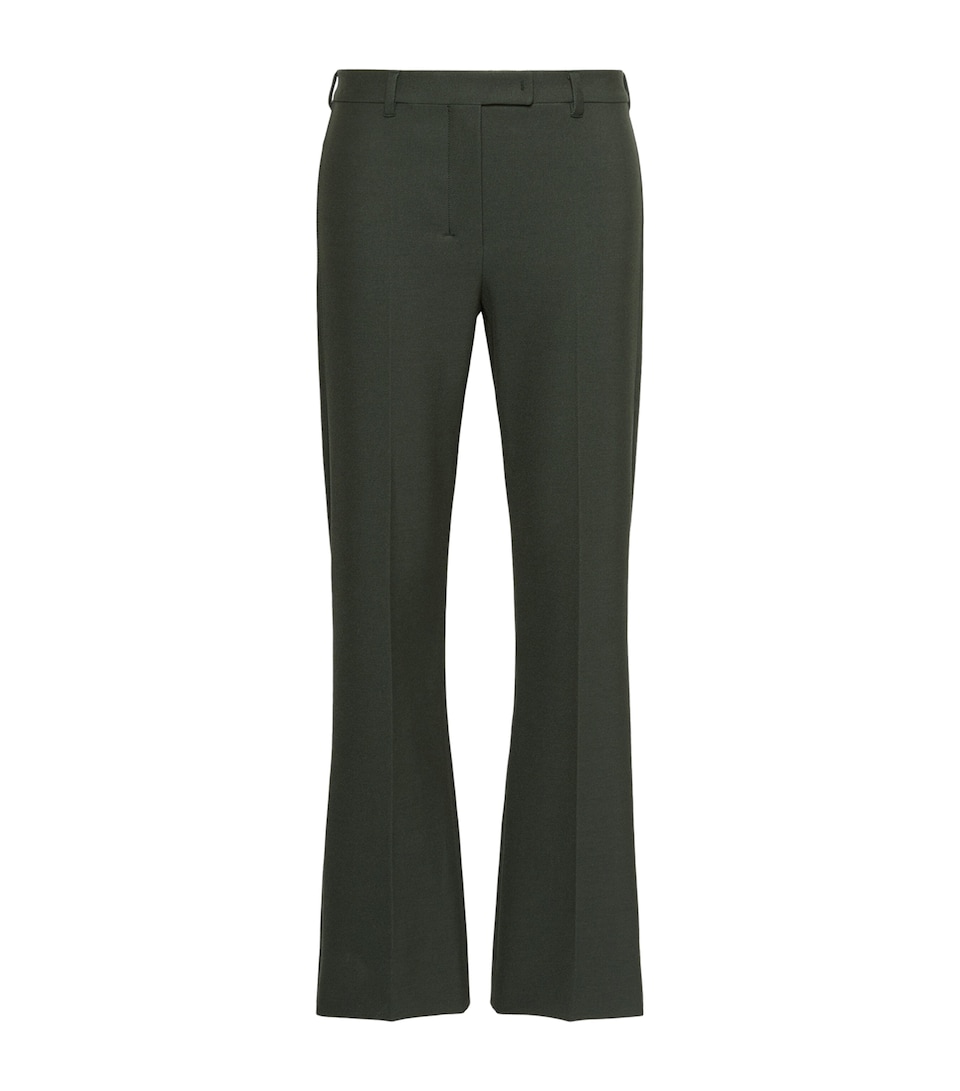 Max Mara Womens Cotton-Blend Flared Trousers Green