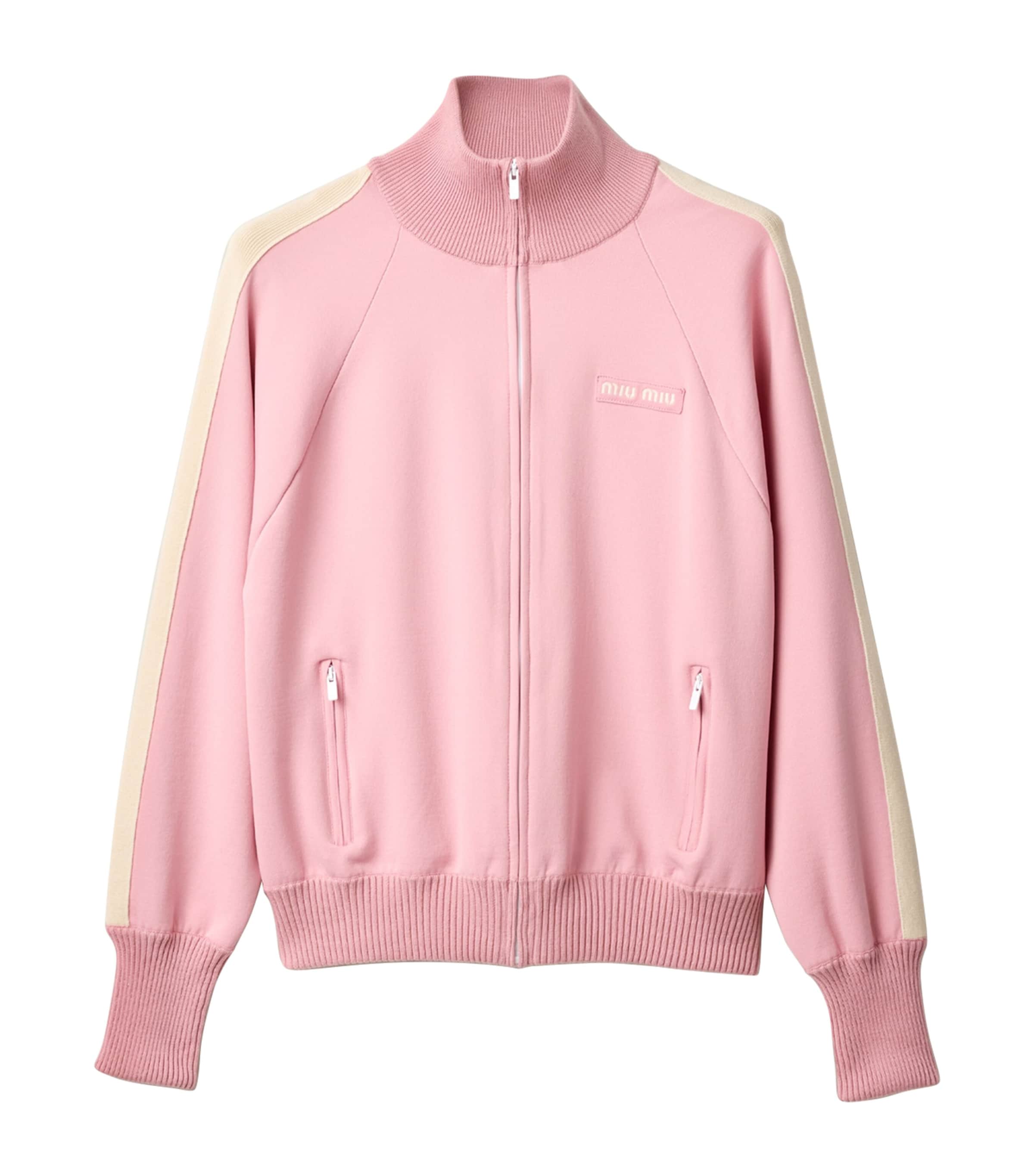 Miu Miu Womens Technical Fabric Stripe Track Jacket Pink
