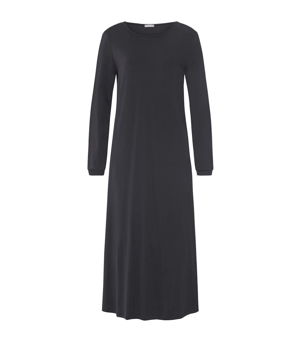 Hanro Womens Cotton Long-Sleeve Nightdress Phantom