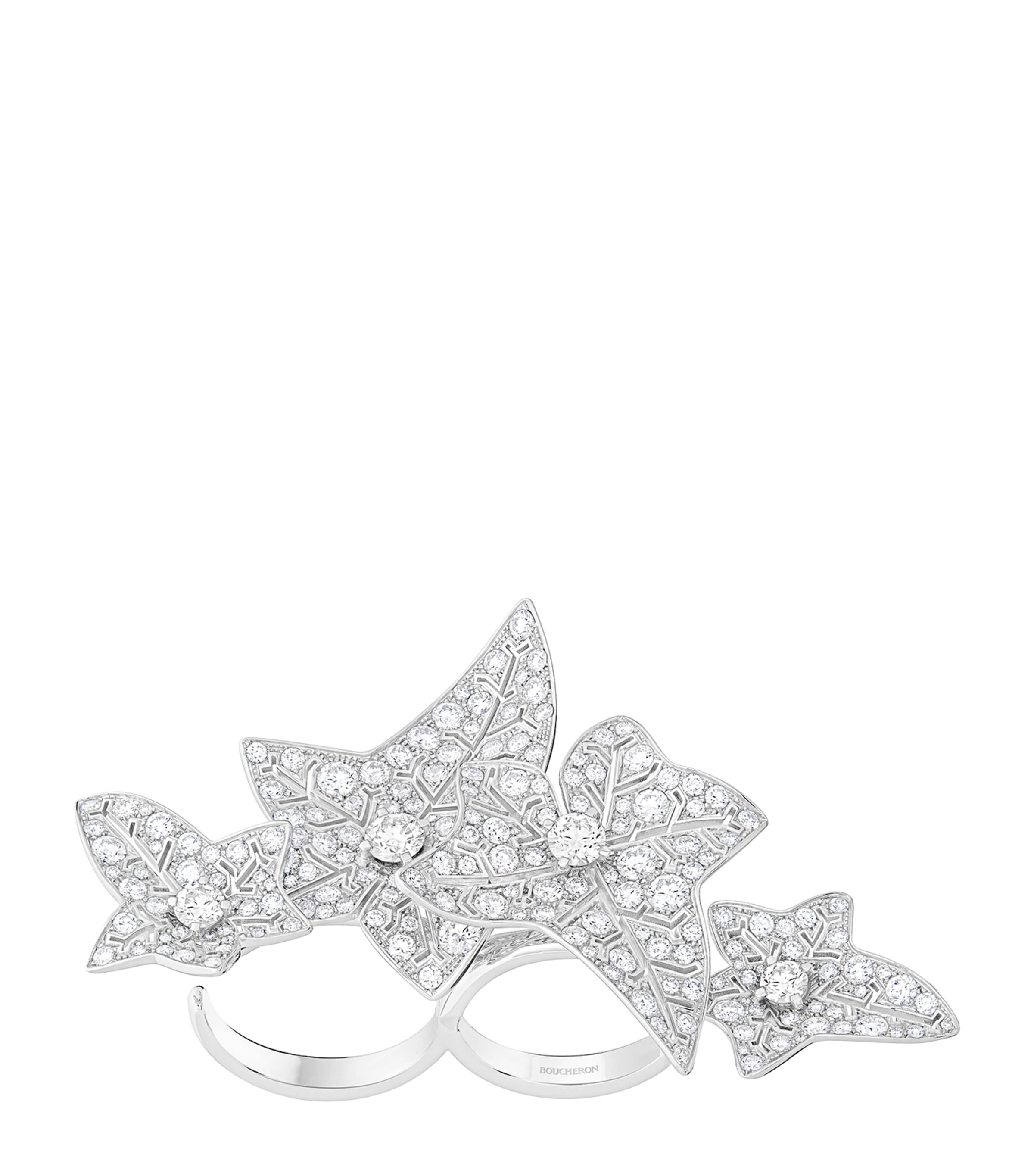 Boucheron White Gold and Diamond Lierre de Paris Two-Finger Ring White Gold