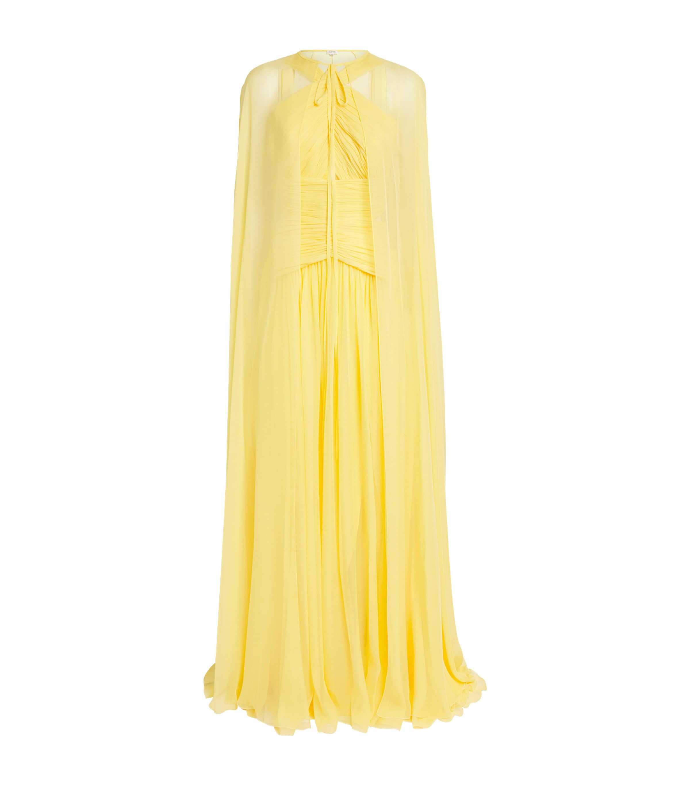 Zuhair Murad Womens Silk Chiffon Halterneck Gown Yellow Cream