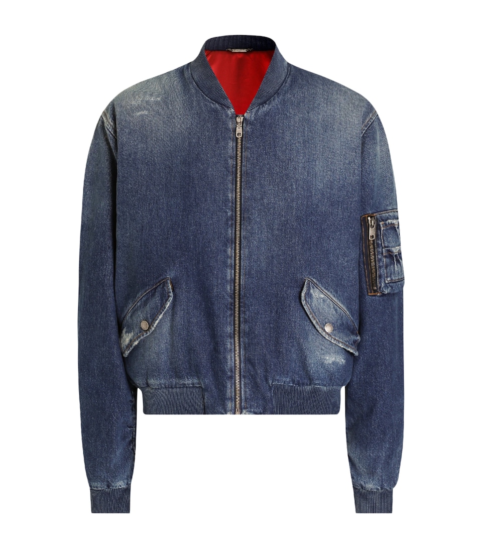 Dolce&Gabbana Mens Denim Bomber Jacket Combined Colo