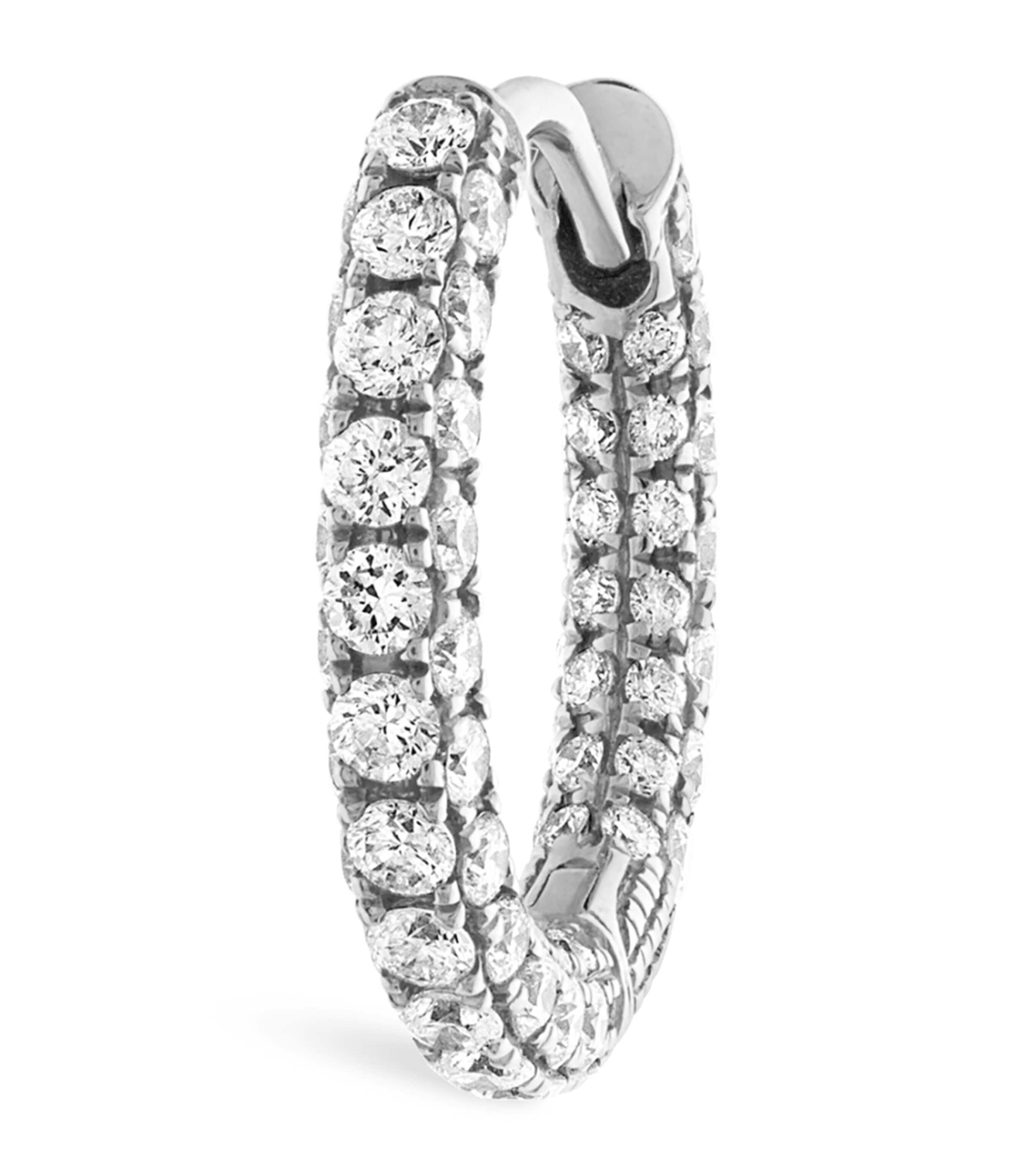 Maria Tash Diamond Five Row Pavé Single Hoop Earring (9.5mm) White Gold