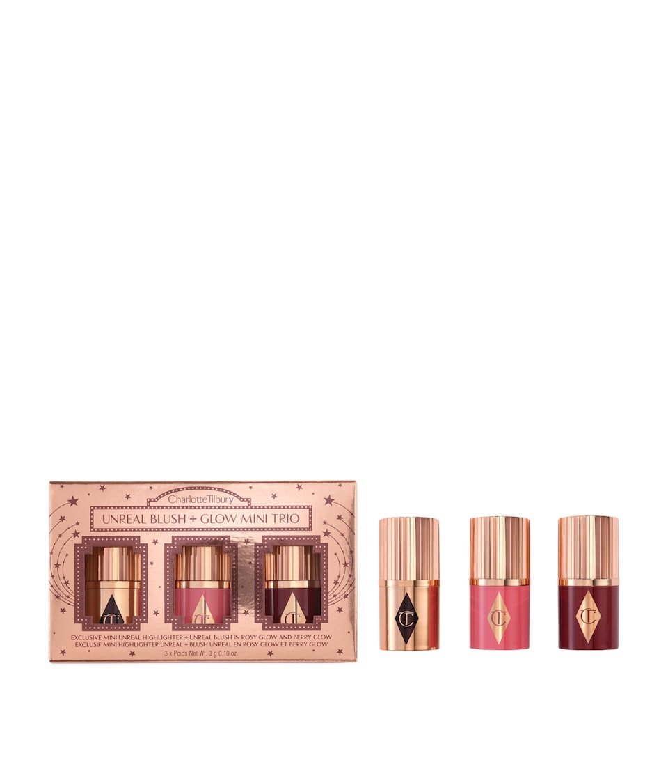 Charlotte Tilbury Unreal Blush + Glow Mini Trio (Worth £48) Pink Berry Clear