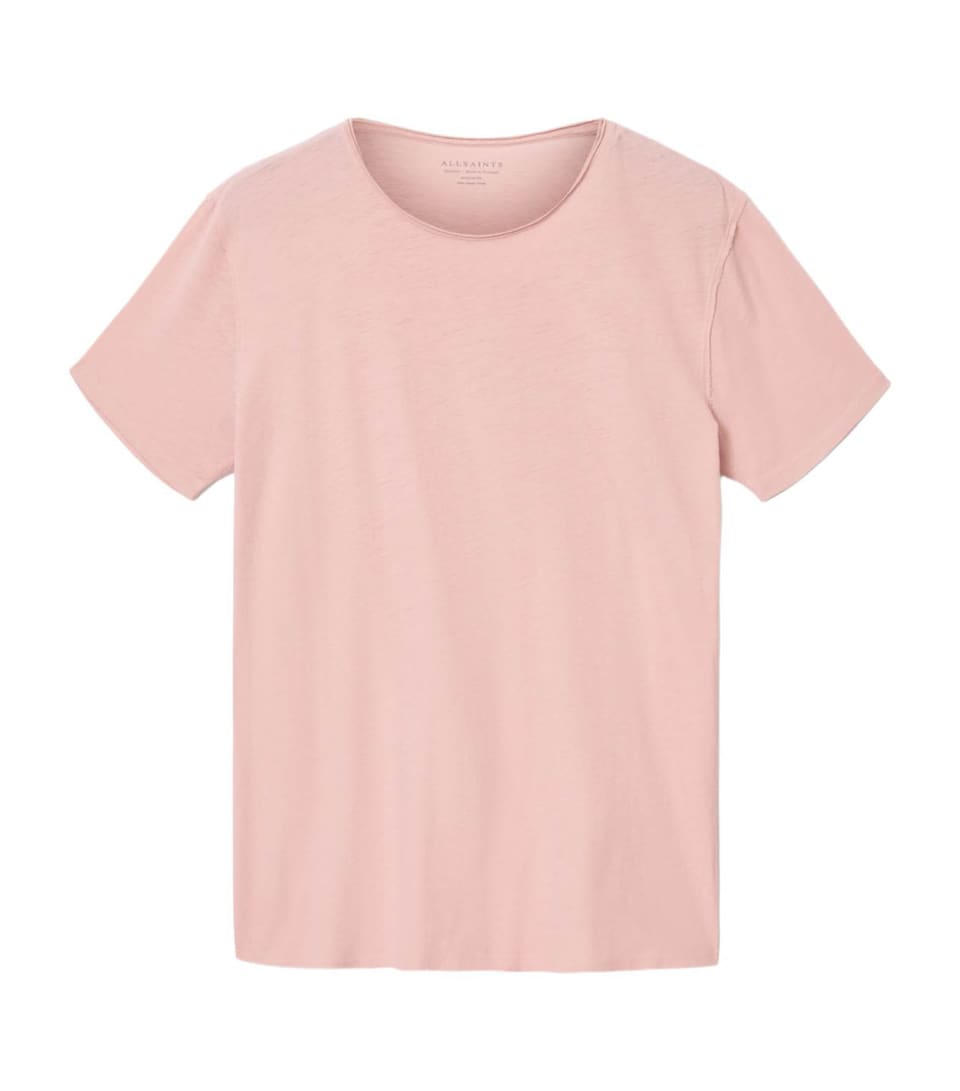 AllSaints Mens Stretch-Cotton Figure T-Shirt Sunbaked Pink