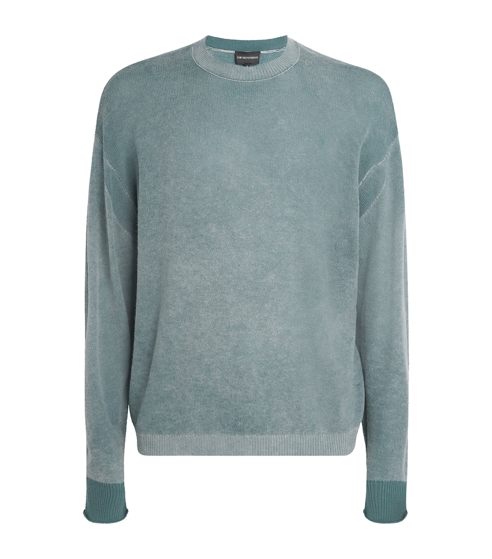 Wool-Cashmere Contrast-Stitch Sweater