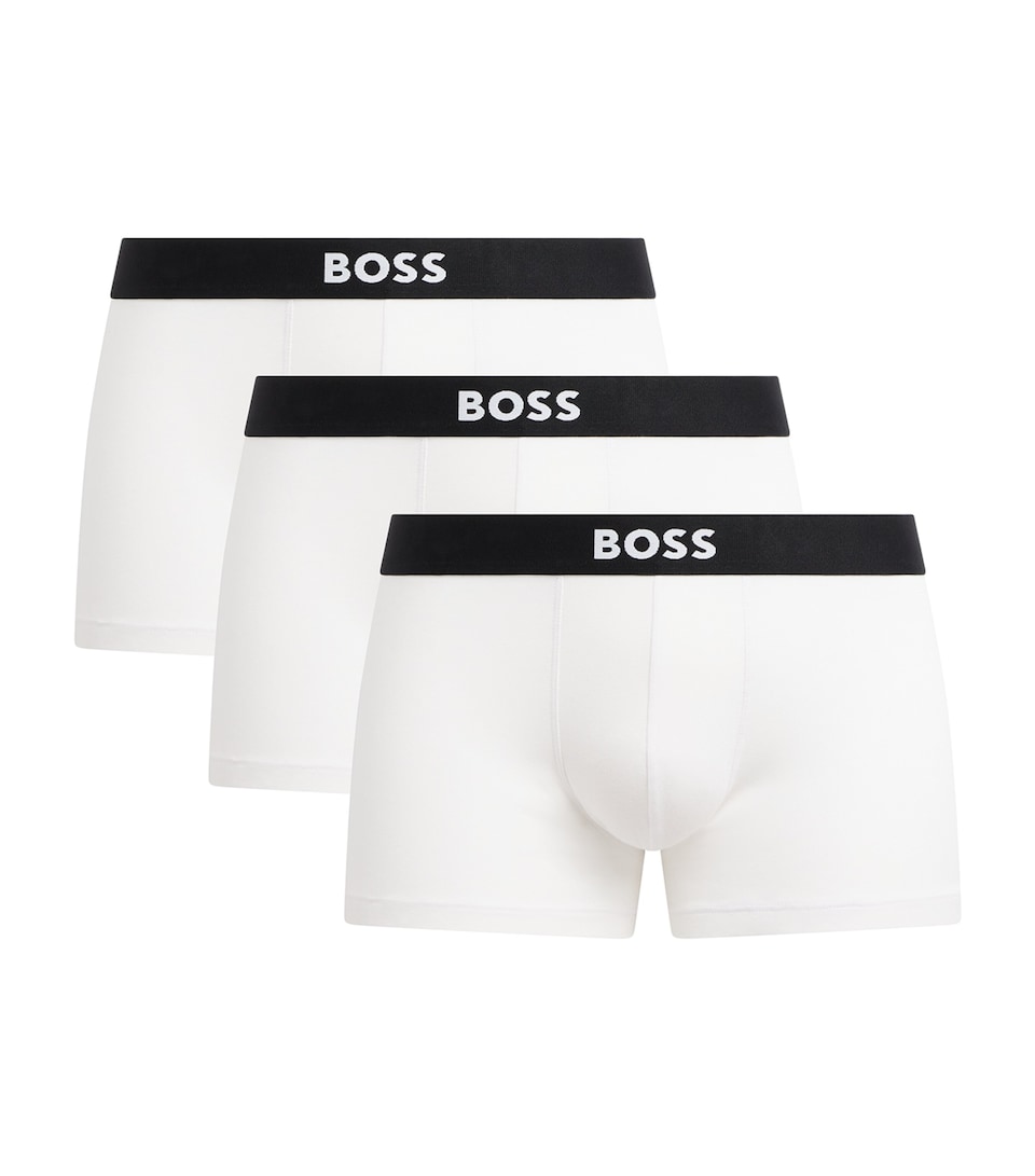 BOSS Mens Stretch-Cotton Boss One Trunks (Pack of 3) White
