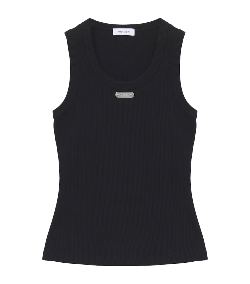 McQueen Womens Cotton Plaque Tank Top