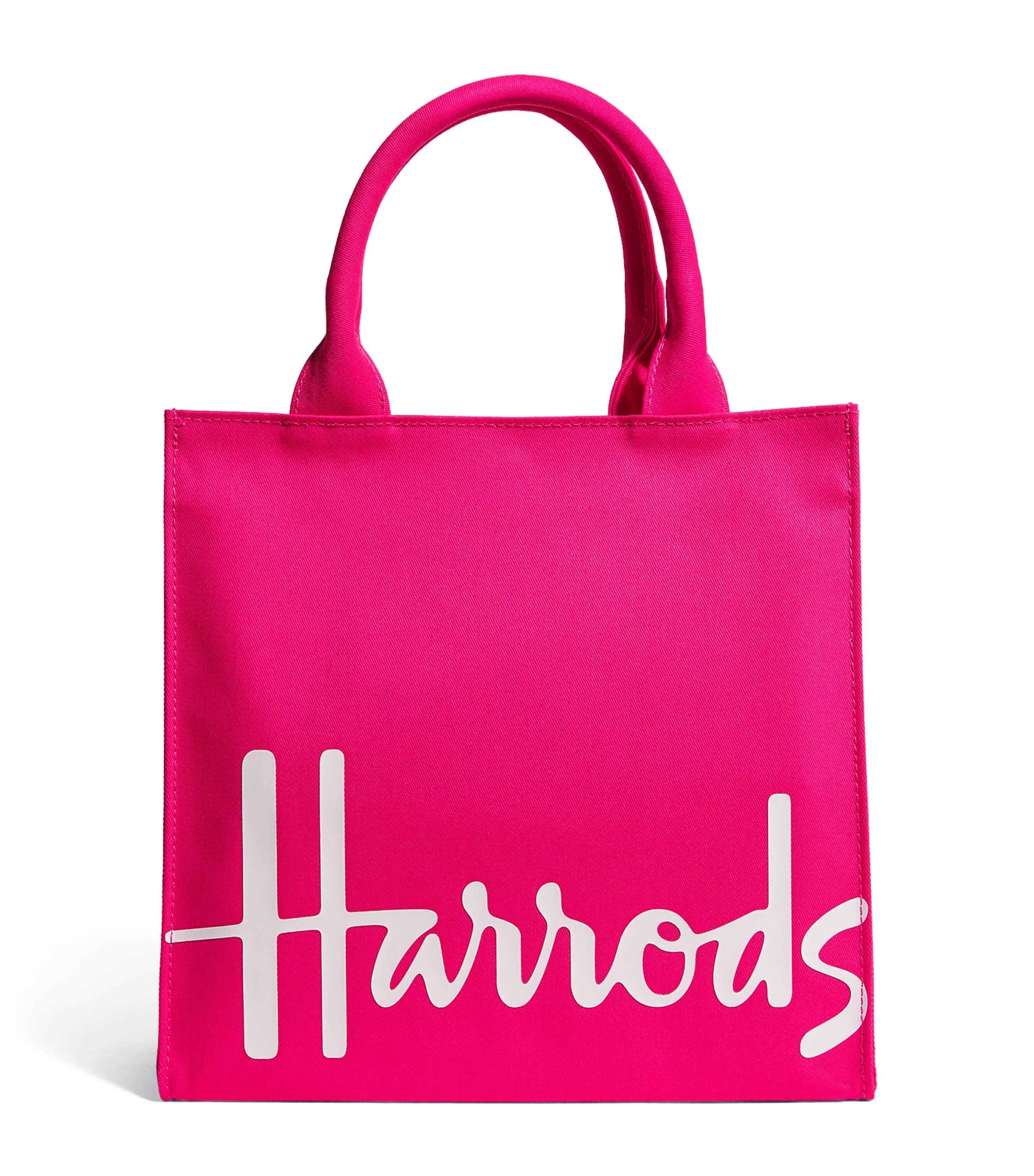 Harrods Small Cotton Logo Tote Bag Bright Pink