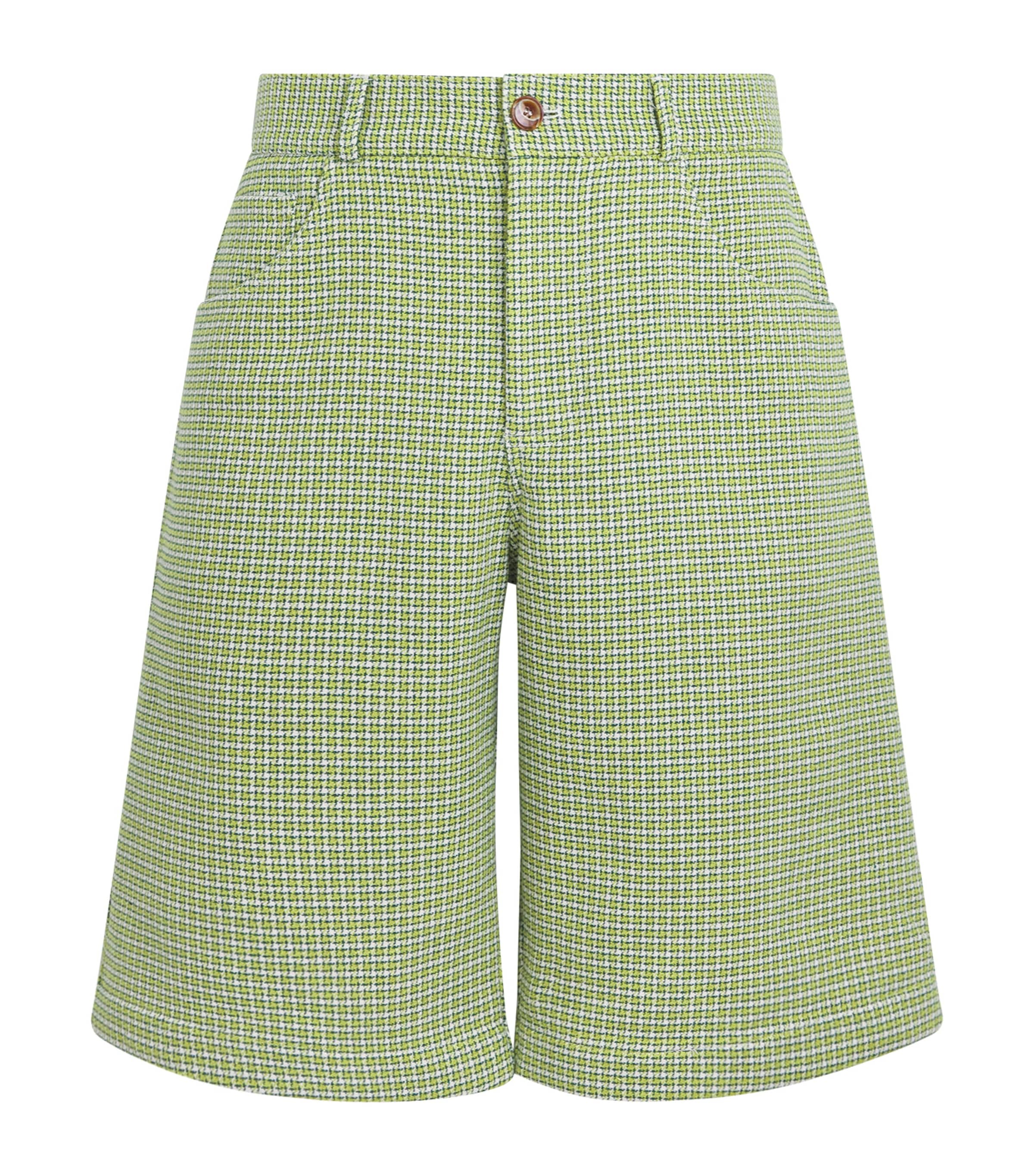 Séfr Mens Houndstooth Nasedo Shorts Soft Green Check