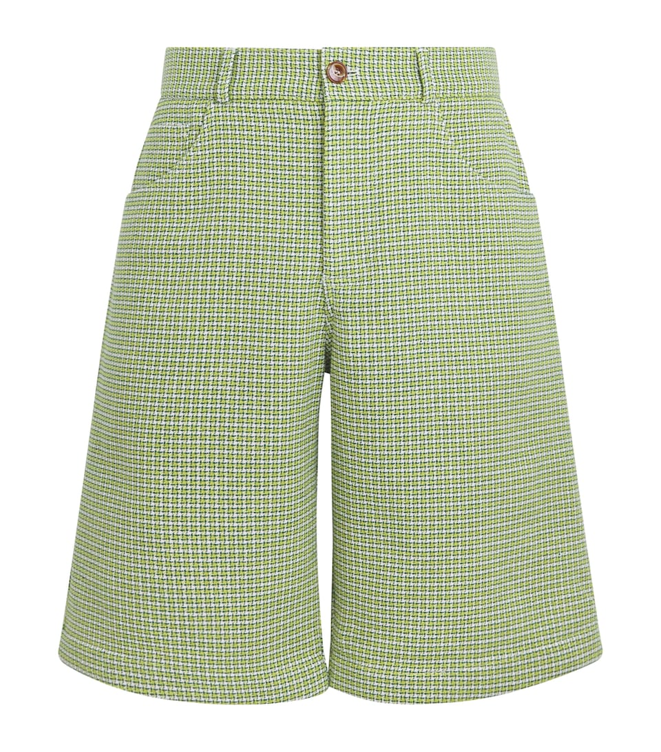Séfr Mens Houndstooth Nasedo Shorts Soft Green Check