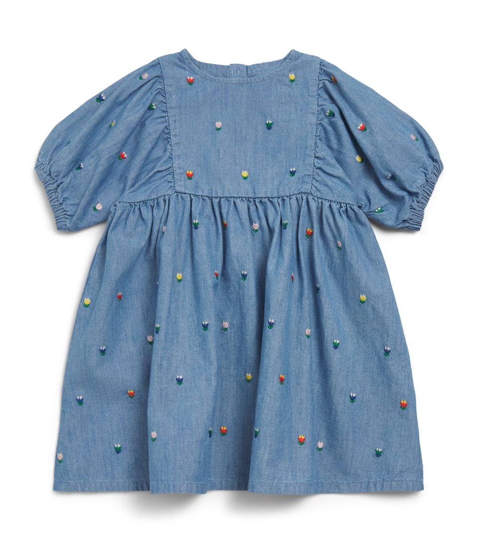Stella McCartney Kids Denim Embroidered Dress (3-36 Months) Azzurro/embro