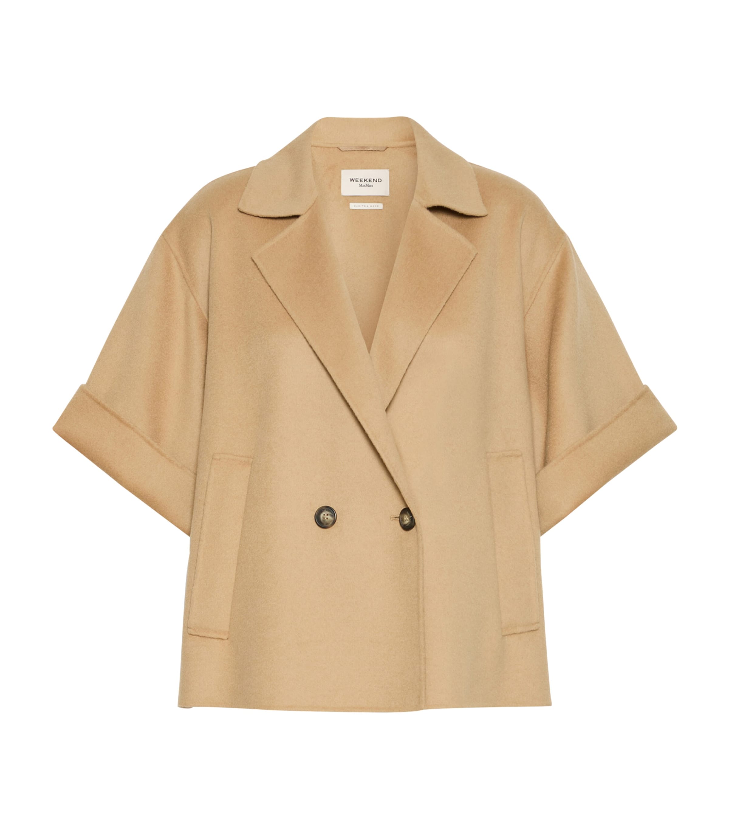 Weekend Max Mara Womens Wool Short-Sleeved Coat Camel
