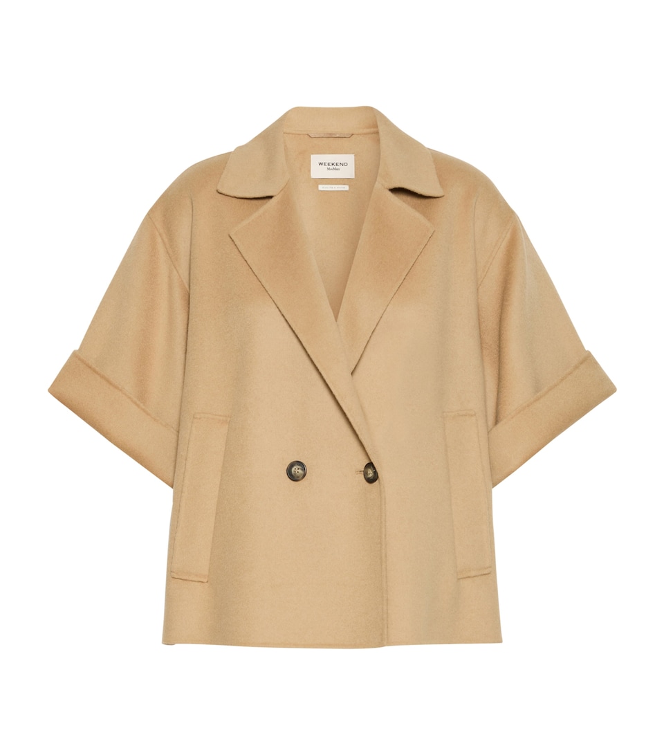 Weekend Max Mara Womens Wool Short-Sleeved Coat Camel