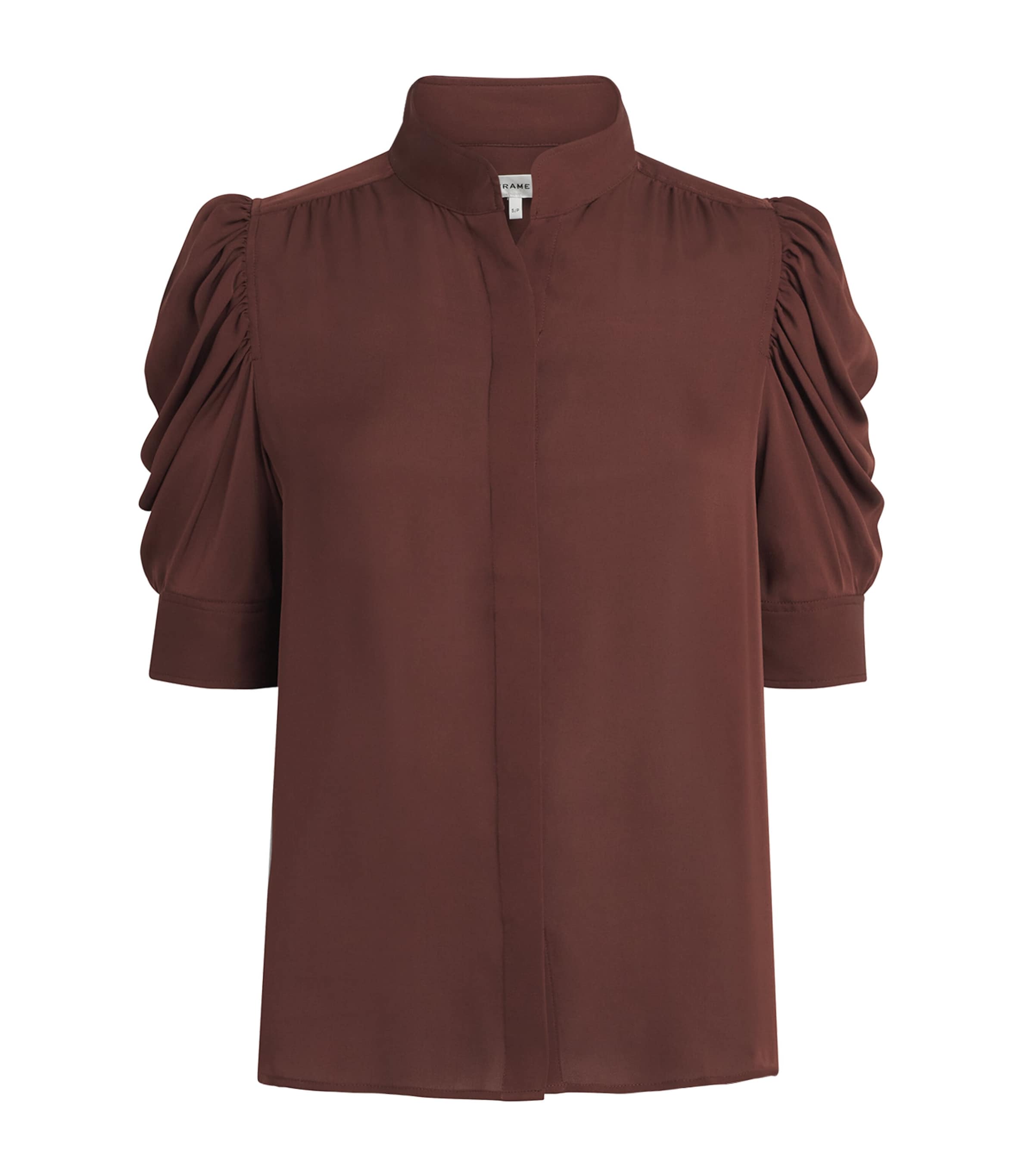 FRAME Womens Silk Puff-Sleeve Gillian Blouse Currant