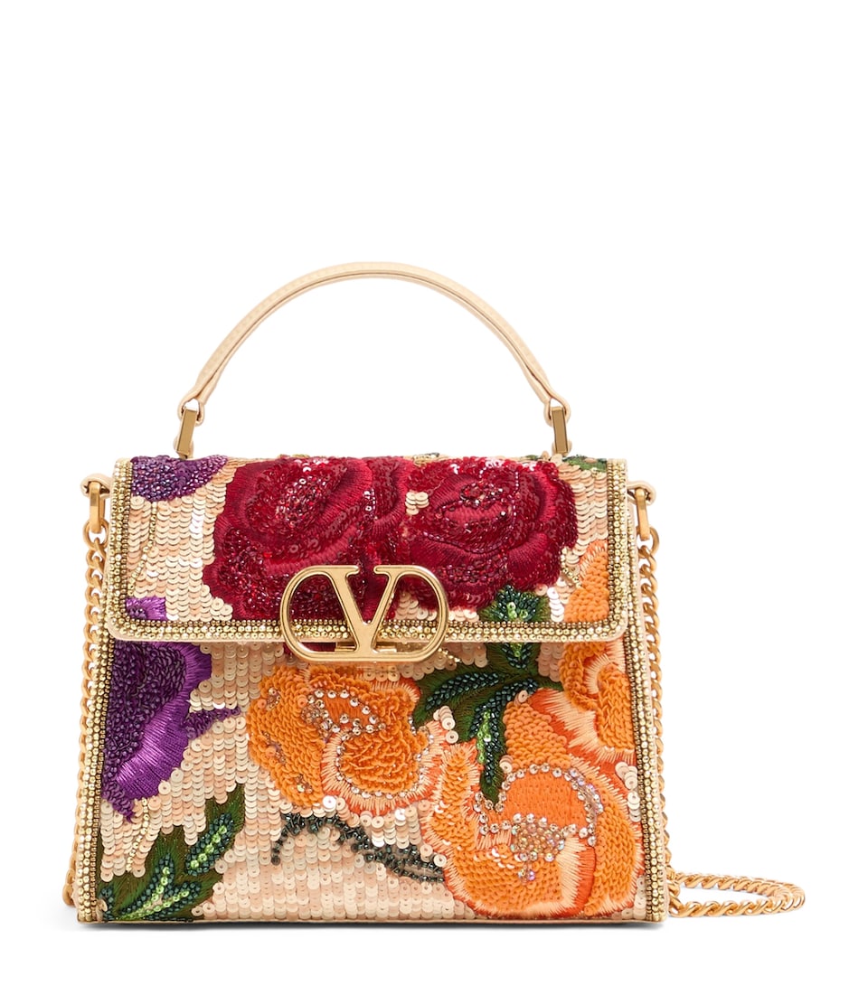 Valentino Garavani Mini Silk Sequin-Embellished VSLING Top-Handle Bag