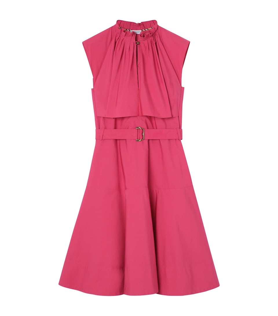 Burberry Womens Cotton Poplin Midi Dress Mauvewood Pink