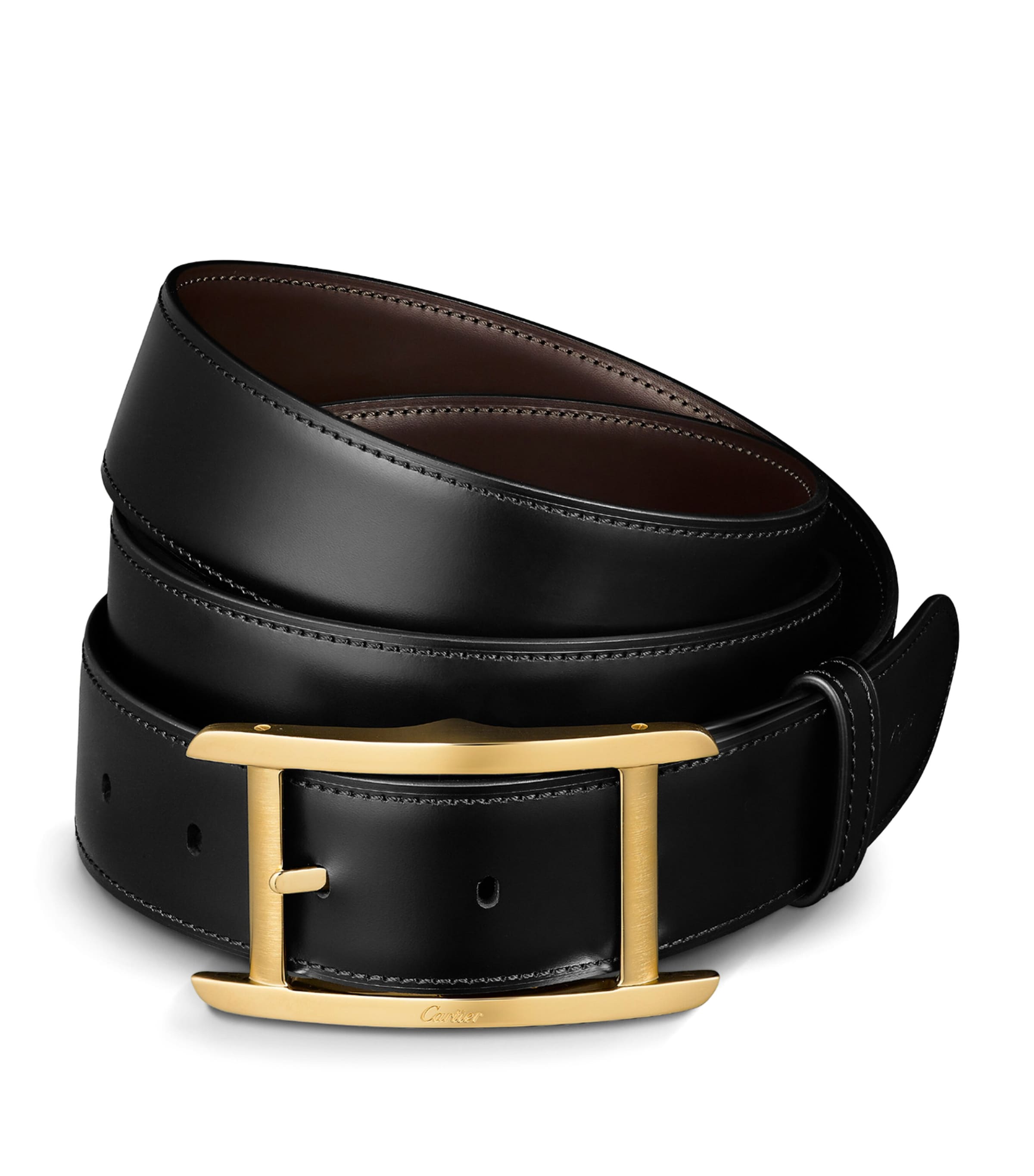 Cartier Leather Reversible Tank de Cartier Belt Black