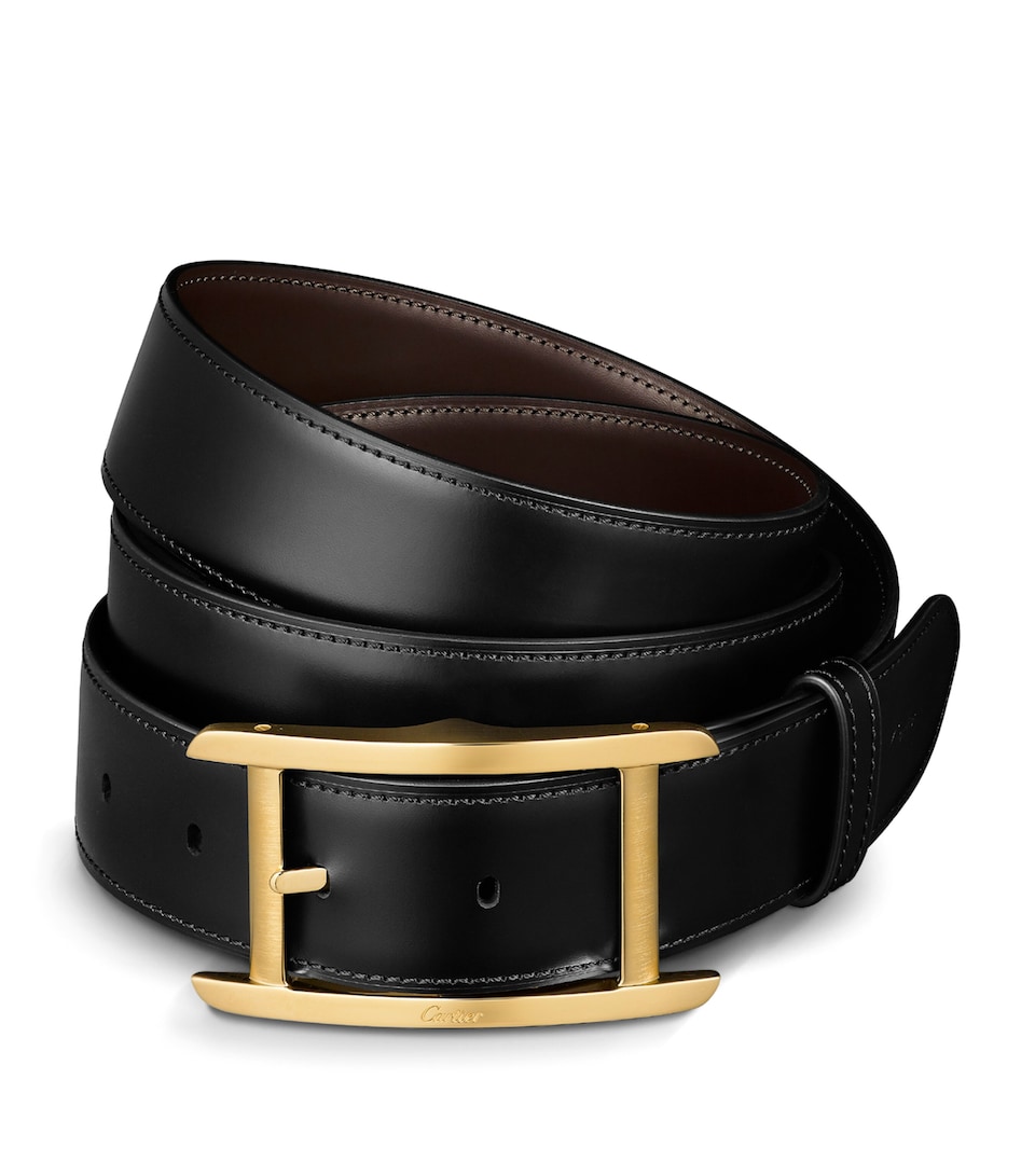 Cartier Leather Reversible Tank de Cartier Belt Black