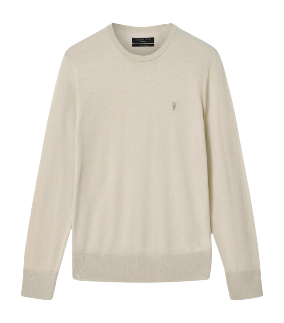 AllSaints Mens Merino Wool Slim Mode Sweater Powdered Green