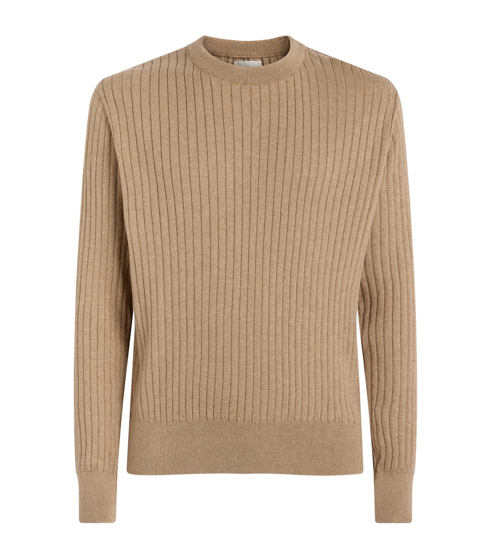 Oliver Spencer Mens Organic Cotton Ribbed Blenheim Sweater Sand