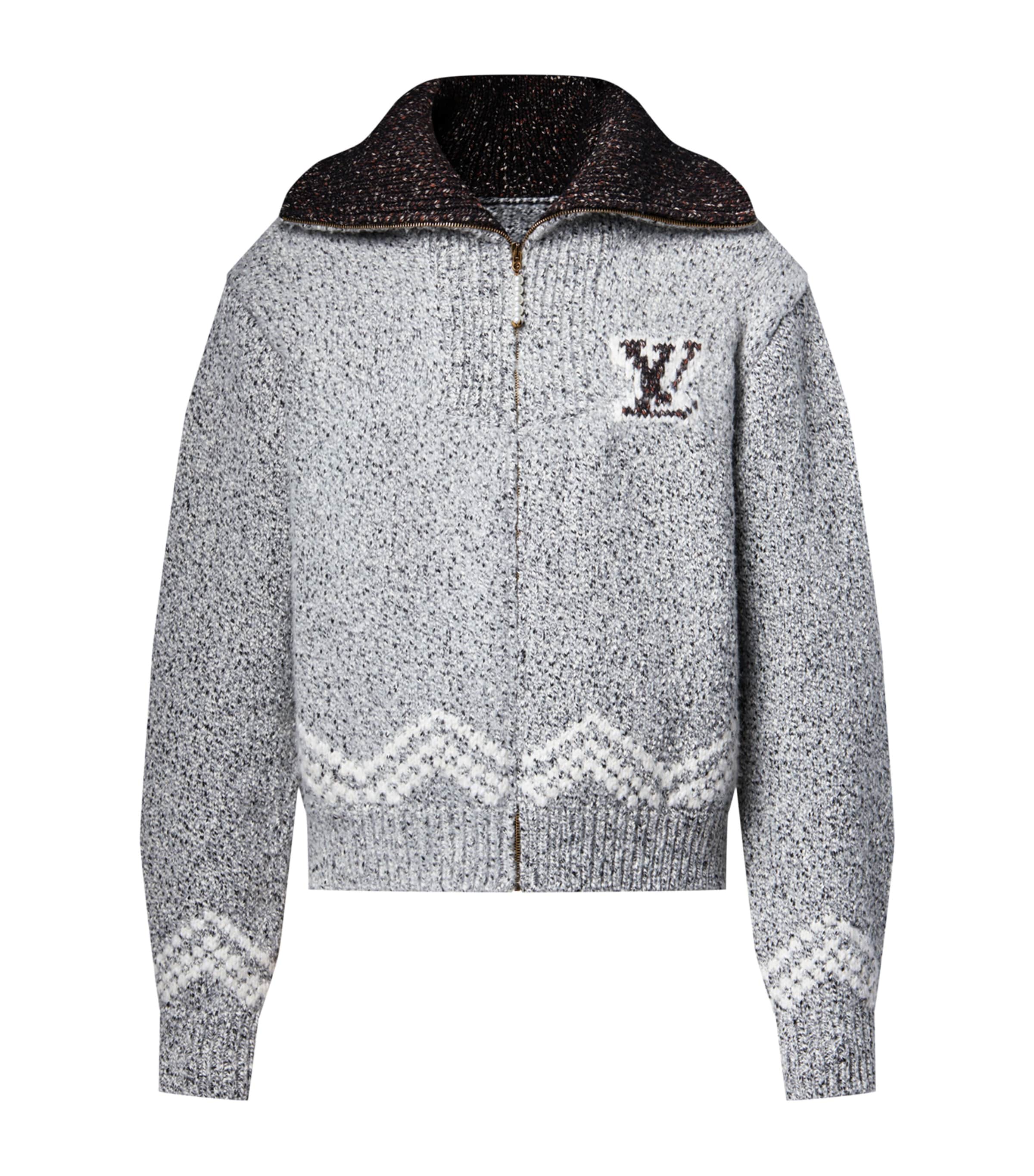 Cotton-Wool Jacquard Zip-Up Cardigan