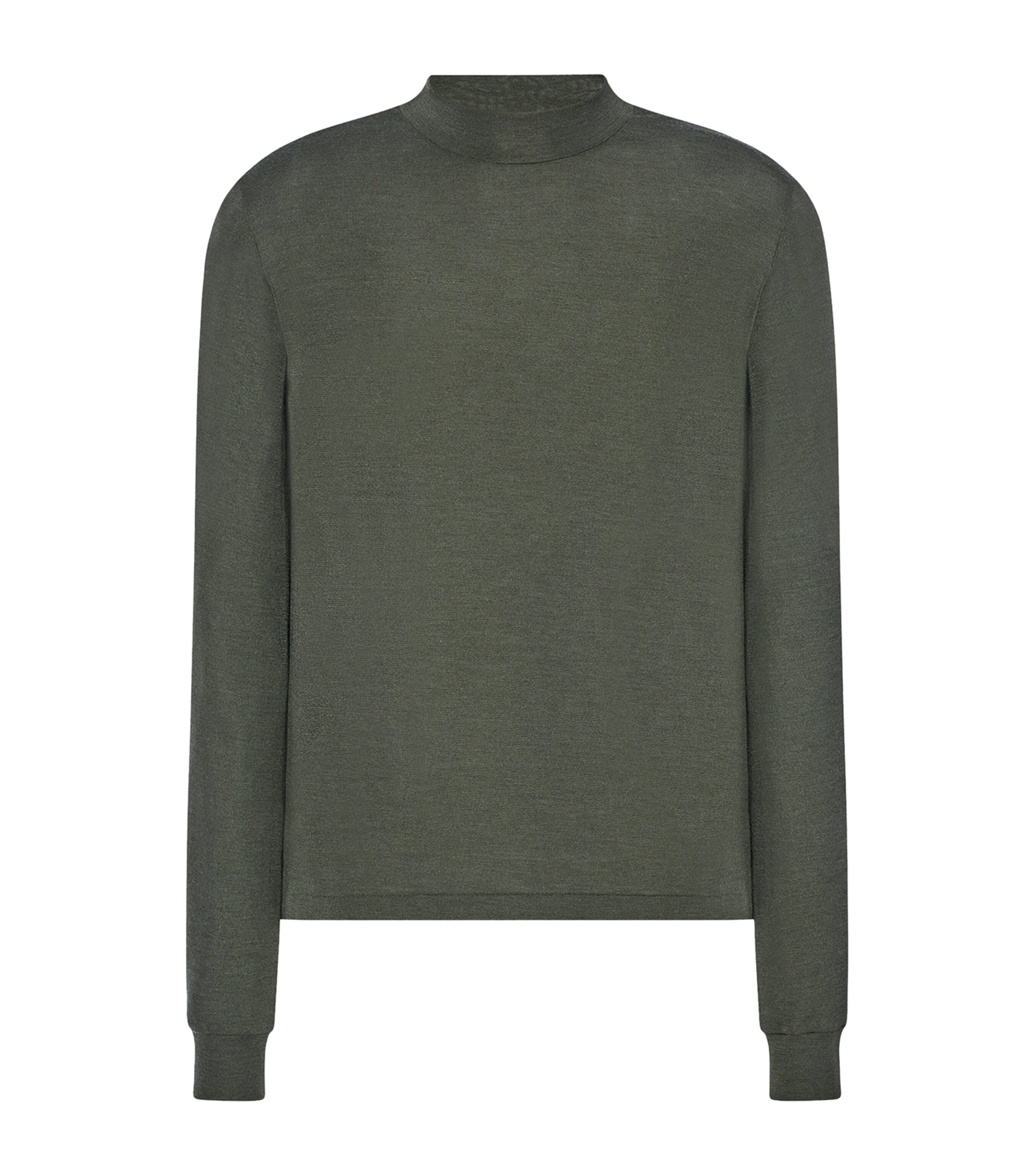 The Row Mens Maks Wool-Silk T-Shirt Military Green