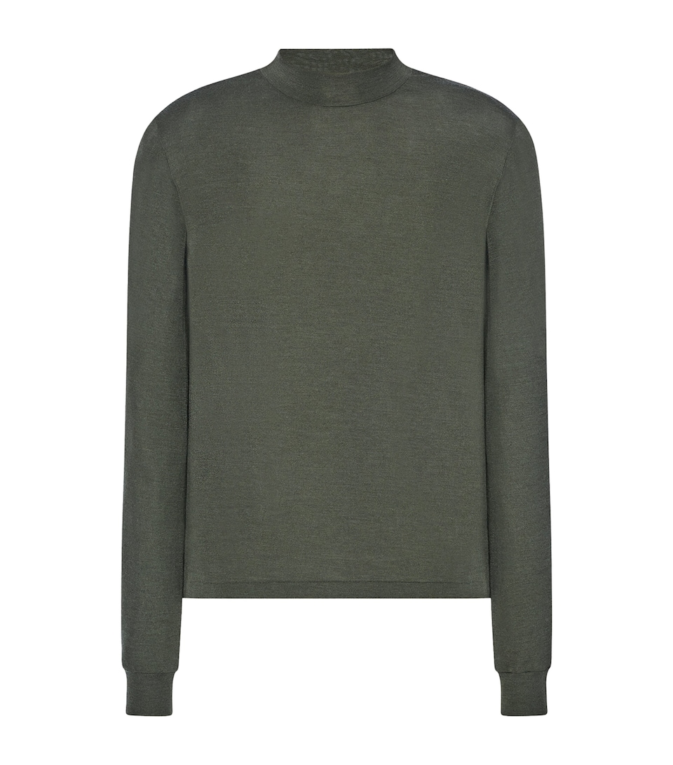 The Row Mens Maks Wool-Silk T-Shirt Military Green