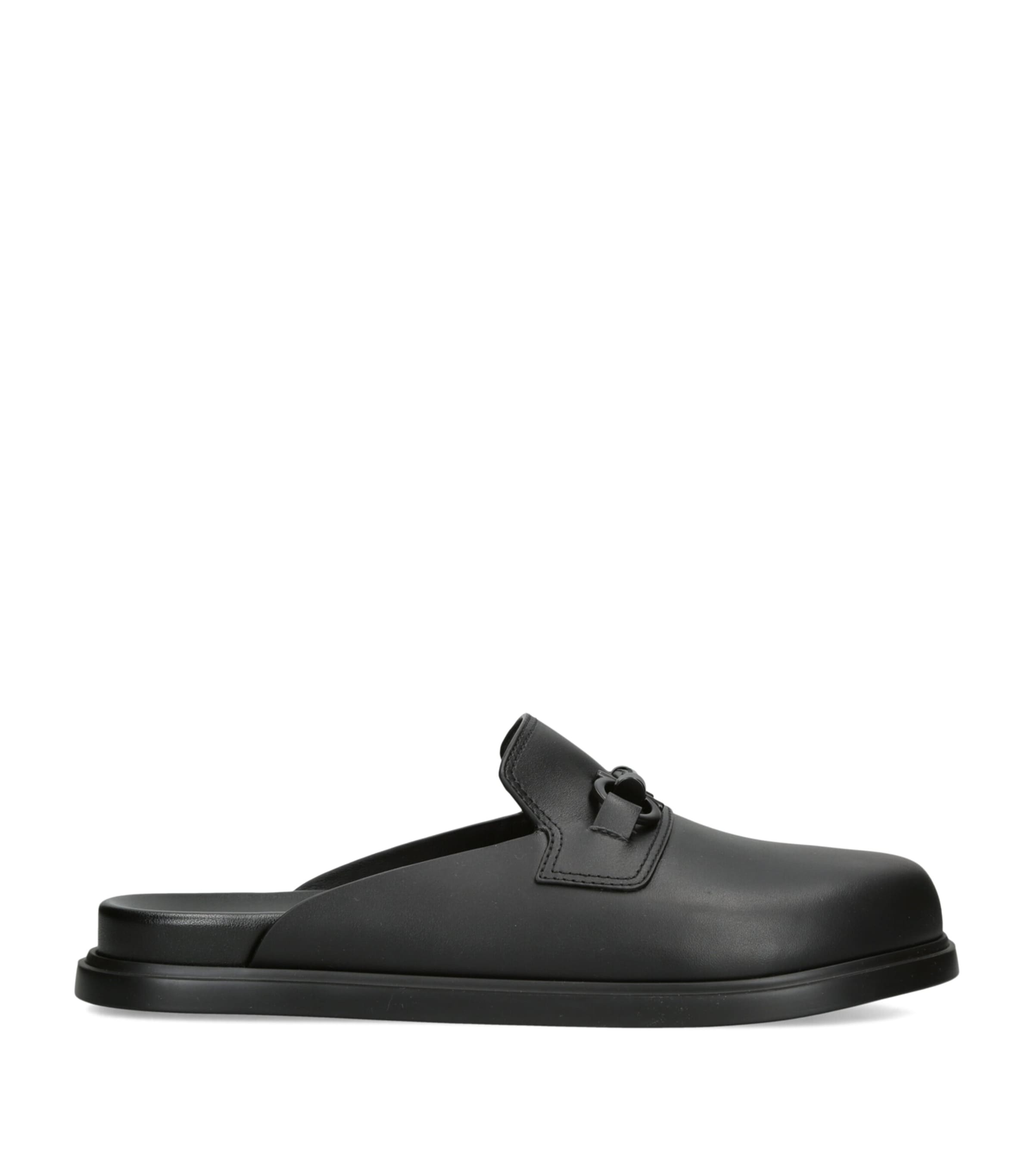 Salvatore Ferragamo Leather Gancini Mules Black