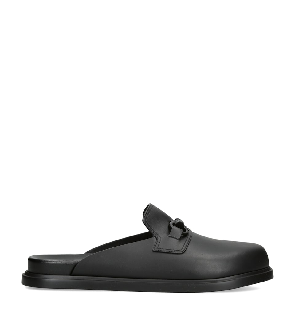 Salvatore Ferragamo Leather Gancini Mules Black