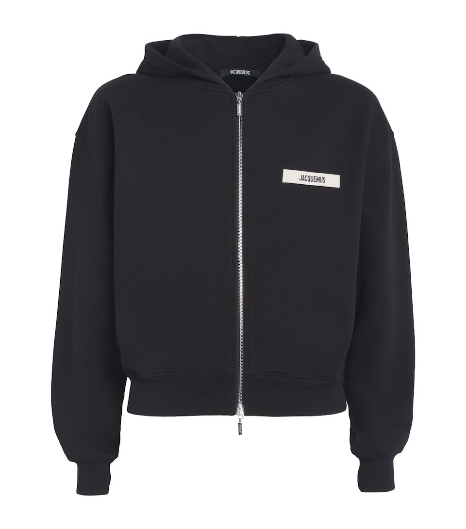 Cotton Grosgrain Zip-Up Hoodie