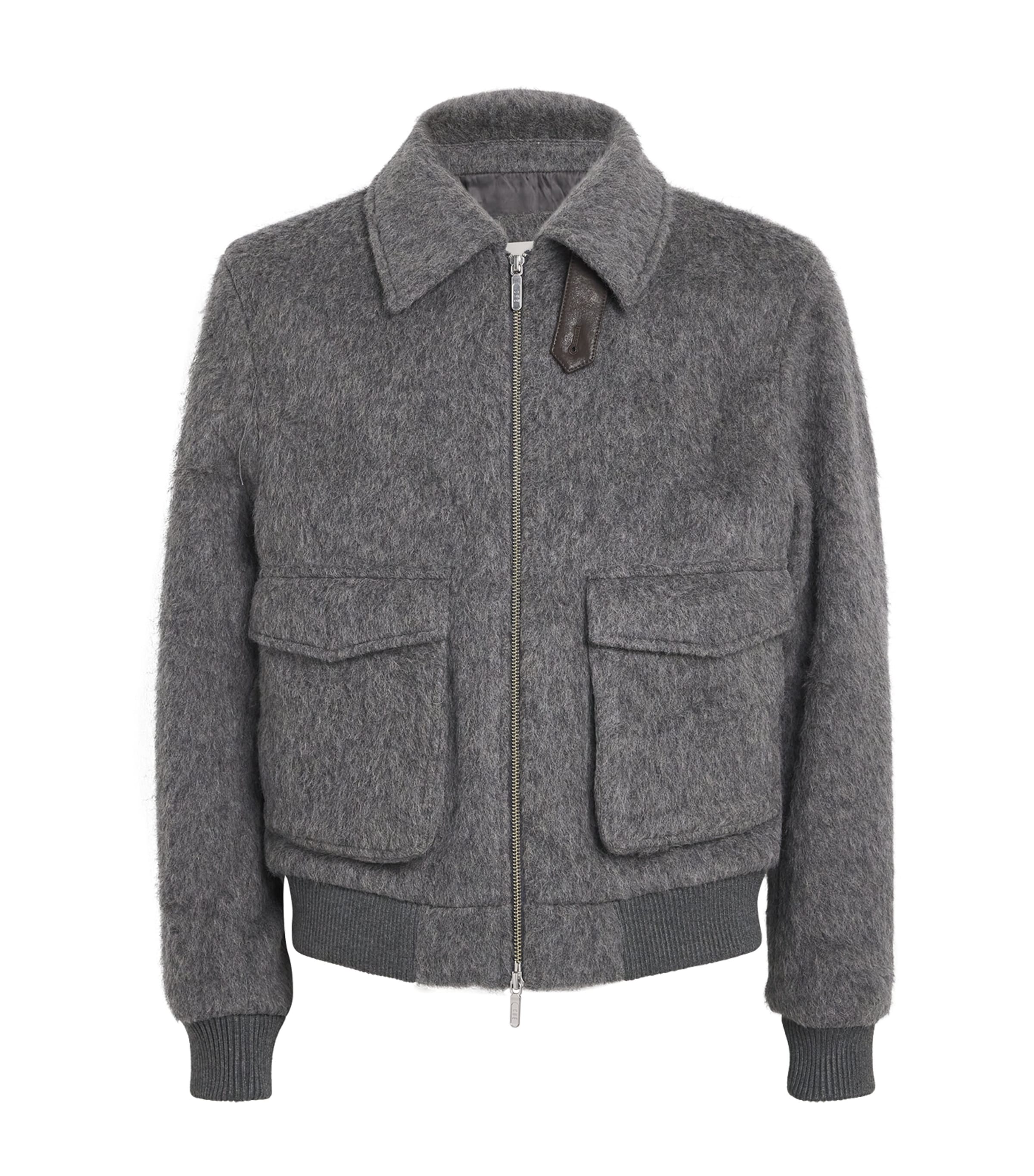 CHÉ Mens Wool-Blend Verbier Bomber Jacket Stone Grey