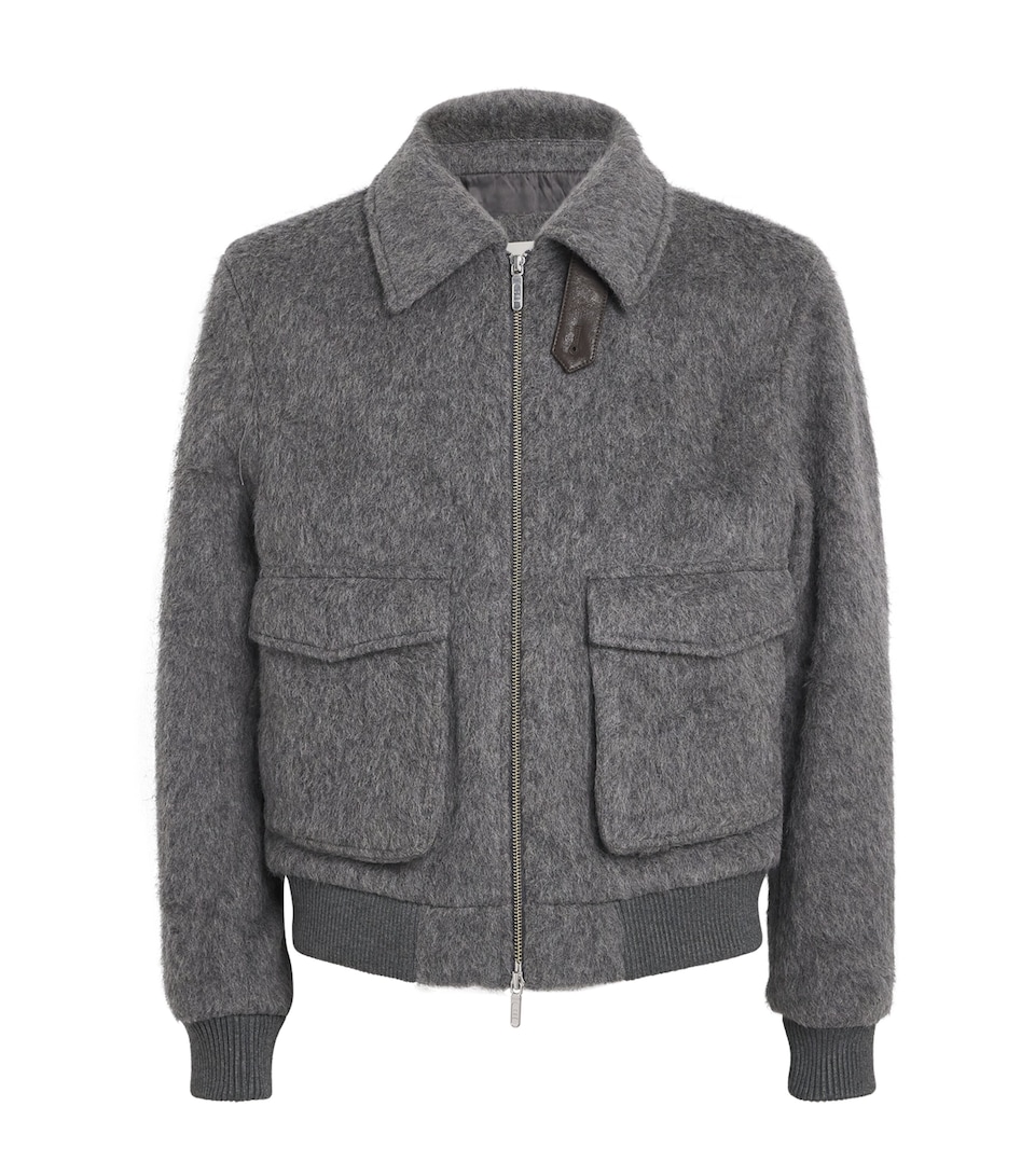 CHÉ Mens Wool-Blend Verbier Bomber Jacket Stone Grey