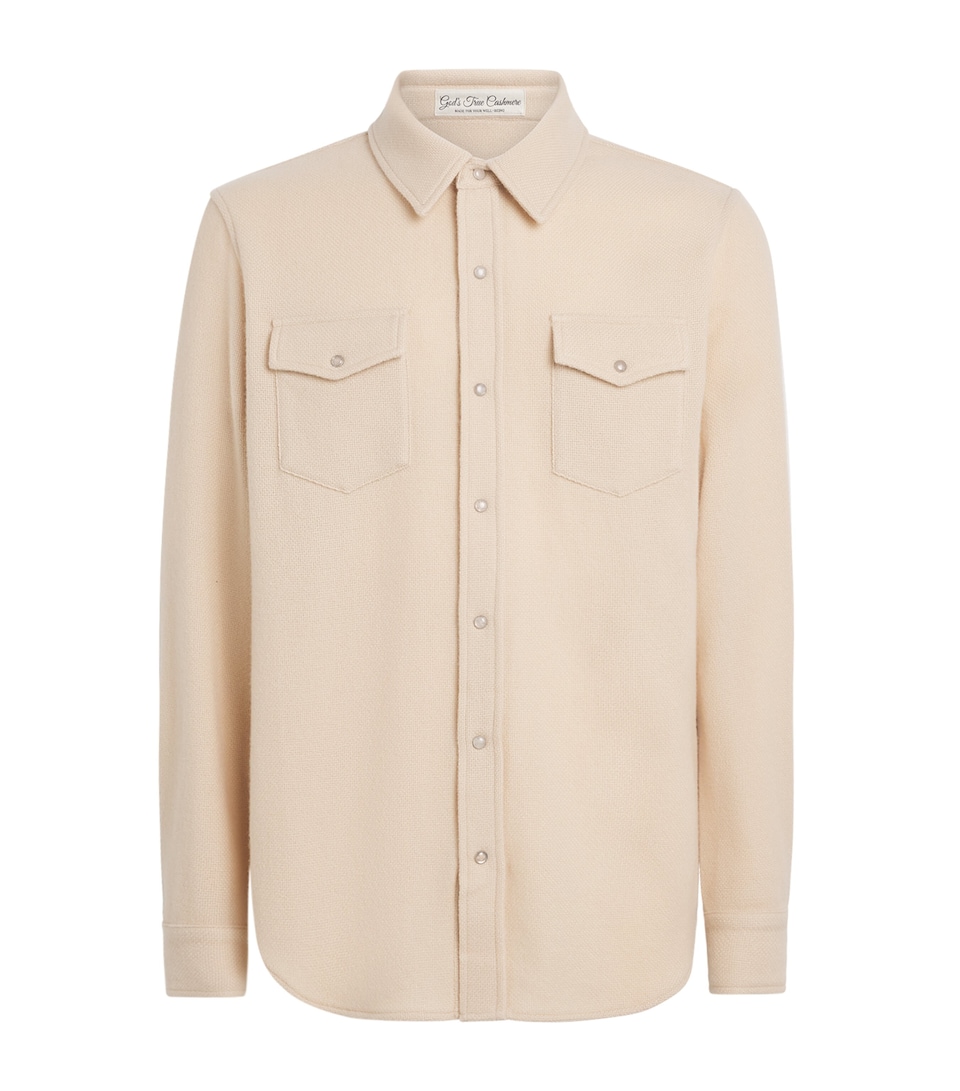 God's True Cashmere Mens Cashmere Button-Up Shirt Rose Quartz