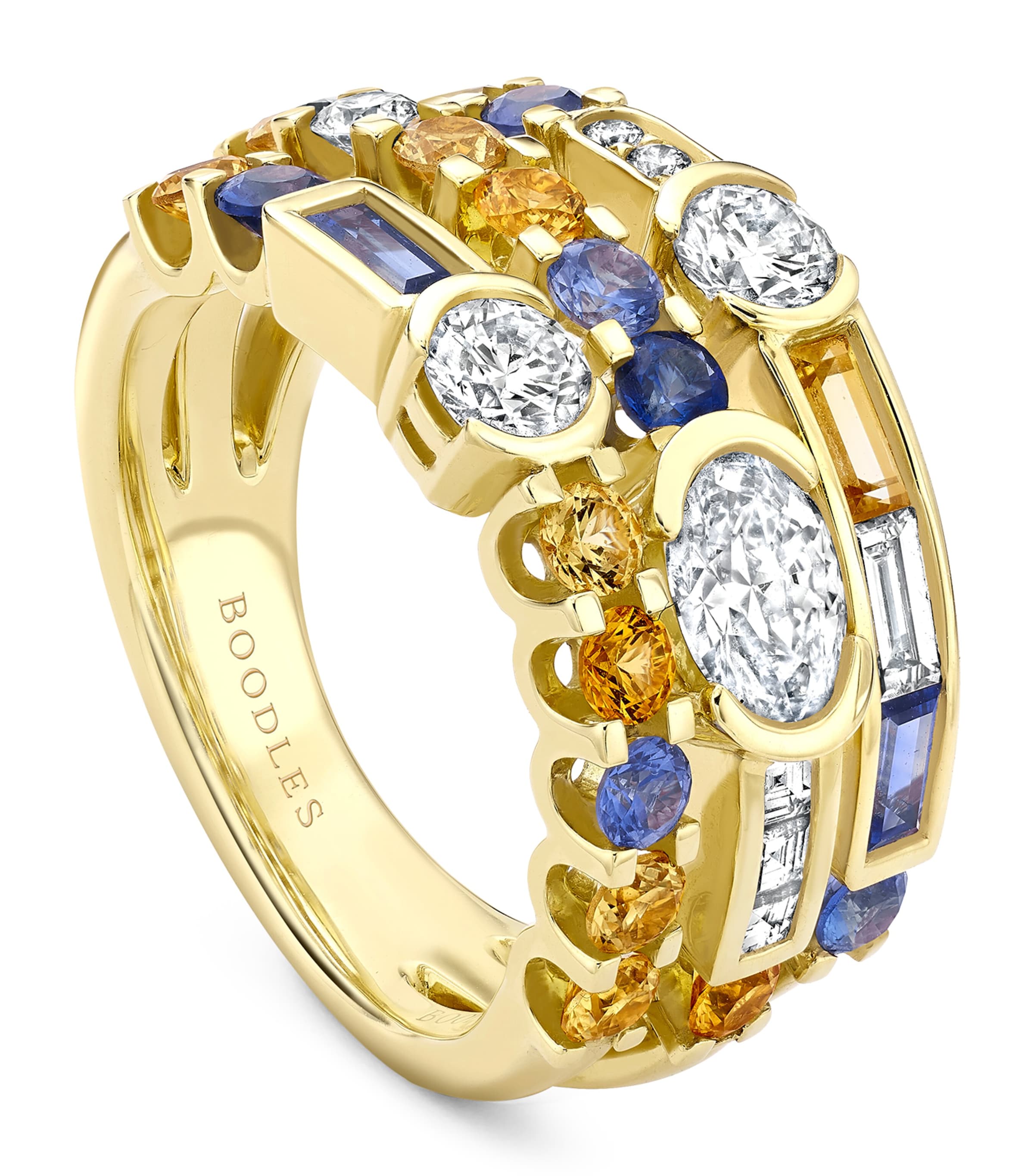 Yellow Gold, Diamond and Sapphire Play of Light Ring