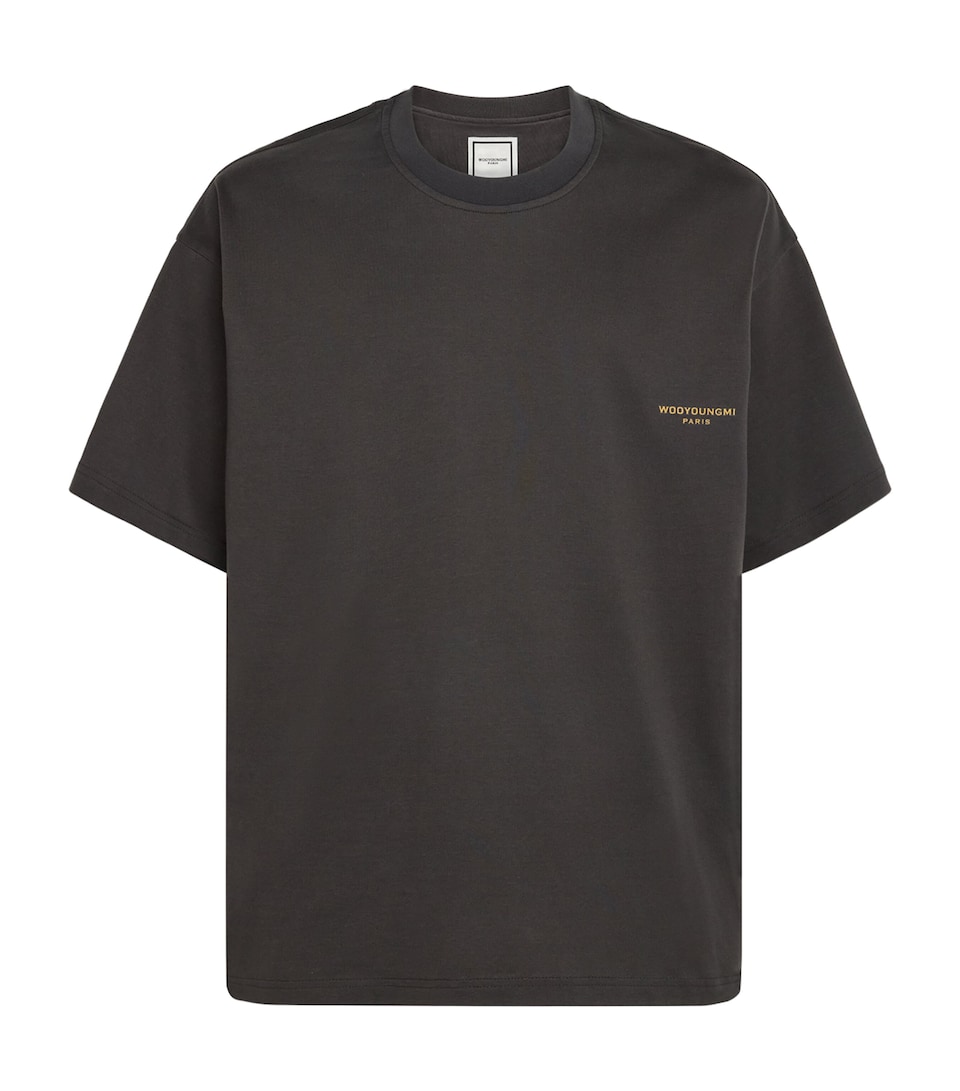 Wooyoungmi Mens Cotton Graphic Print T-Shirt Grey