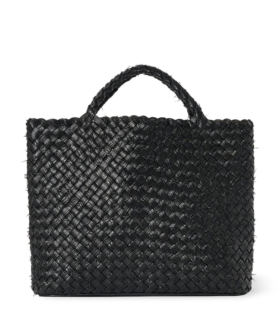 The Row Leather Woven Amber Tote Bag Black