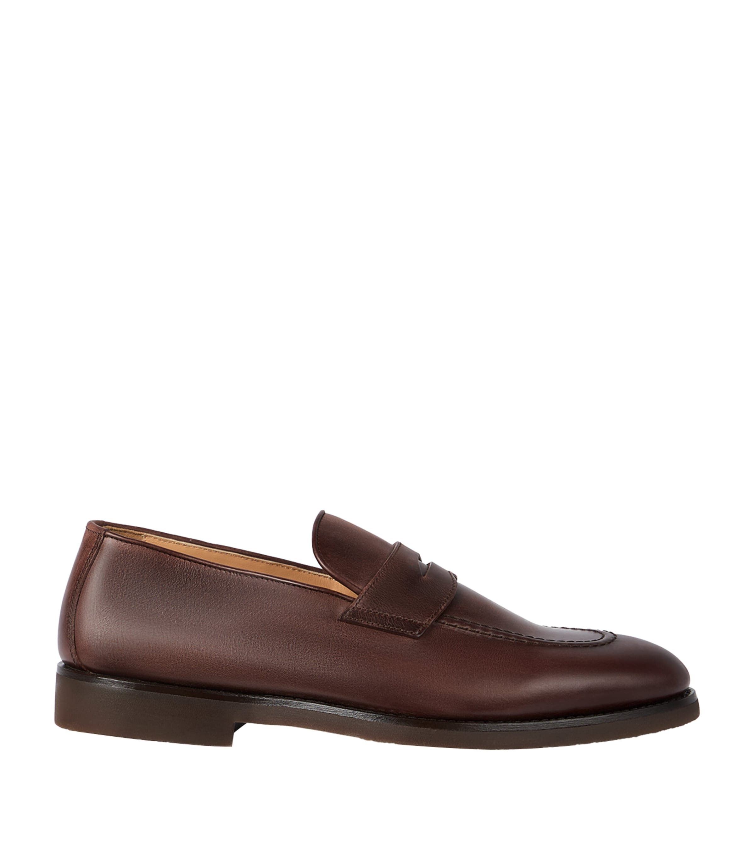 Brunello Cucinelli Calfskin Penny Slot Loafers