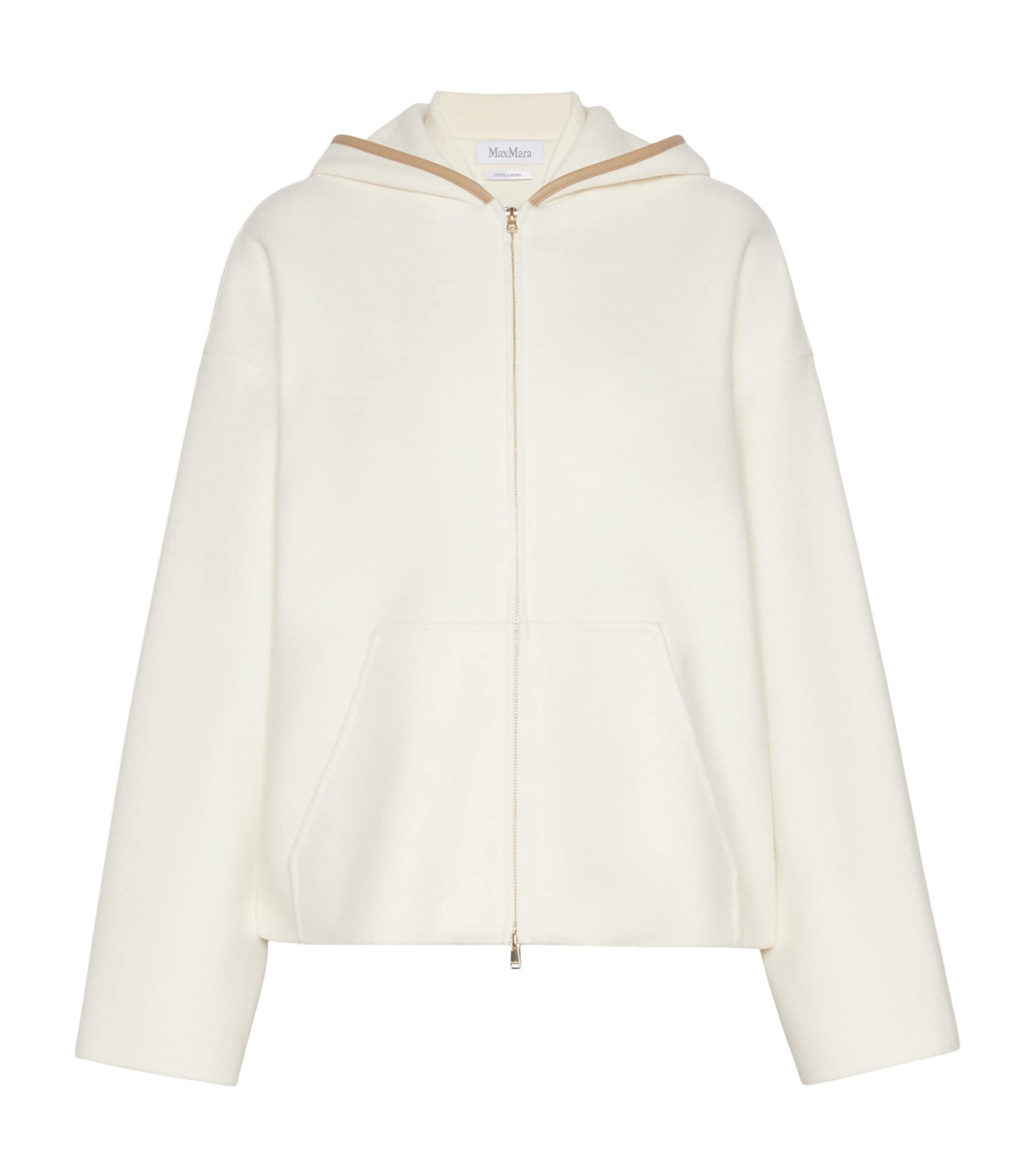 Max Mara Womens Virgin Wool-Blend Zip-Up Hoodie White