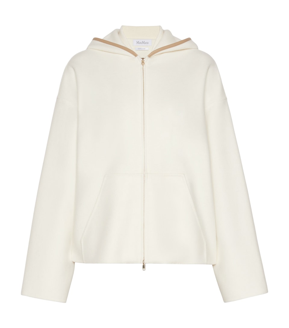 Max Mara Womens Virgin Wool-Blend Zip-Up Hoodie White